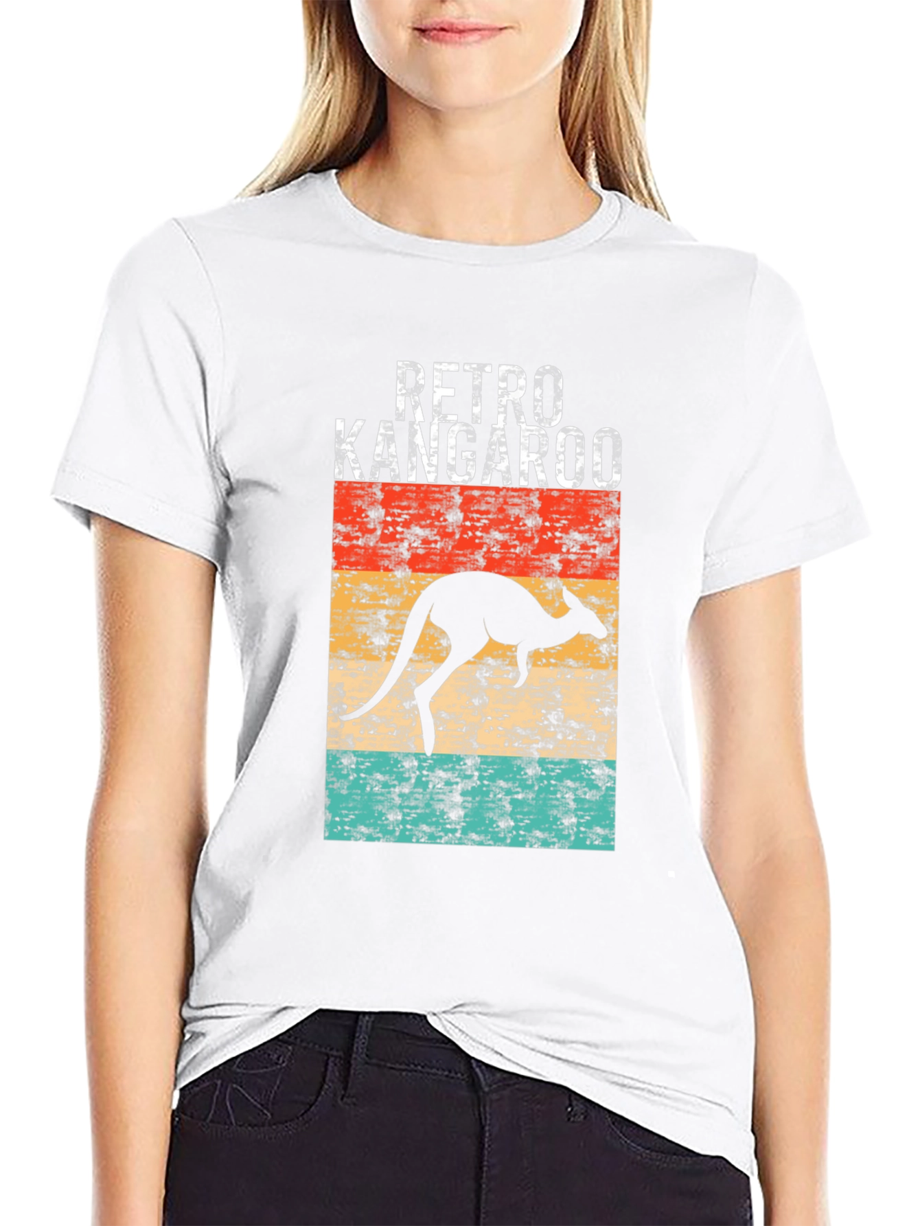 Retro Kangaroo Graphic Tee - Black