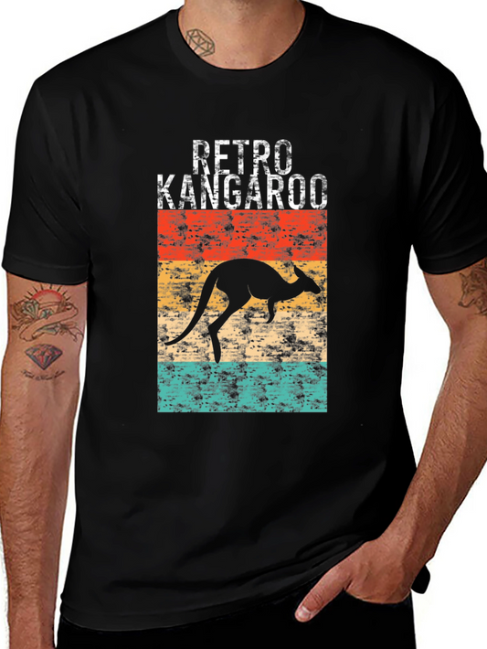 Retro Kangaroo Graphic Tee - Black