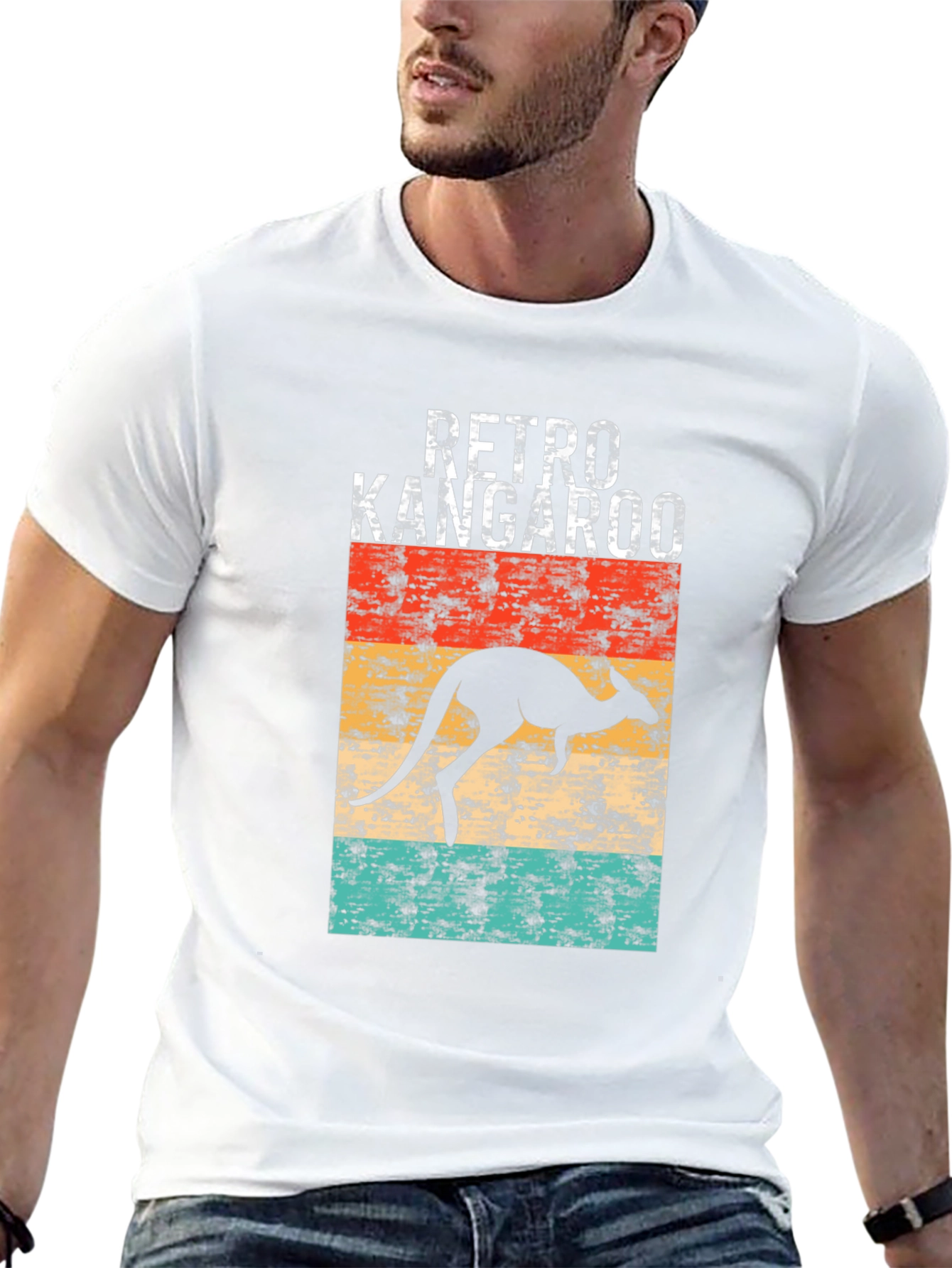 Retro Kangaroo Graphic Tee - Black