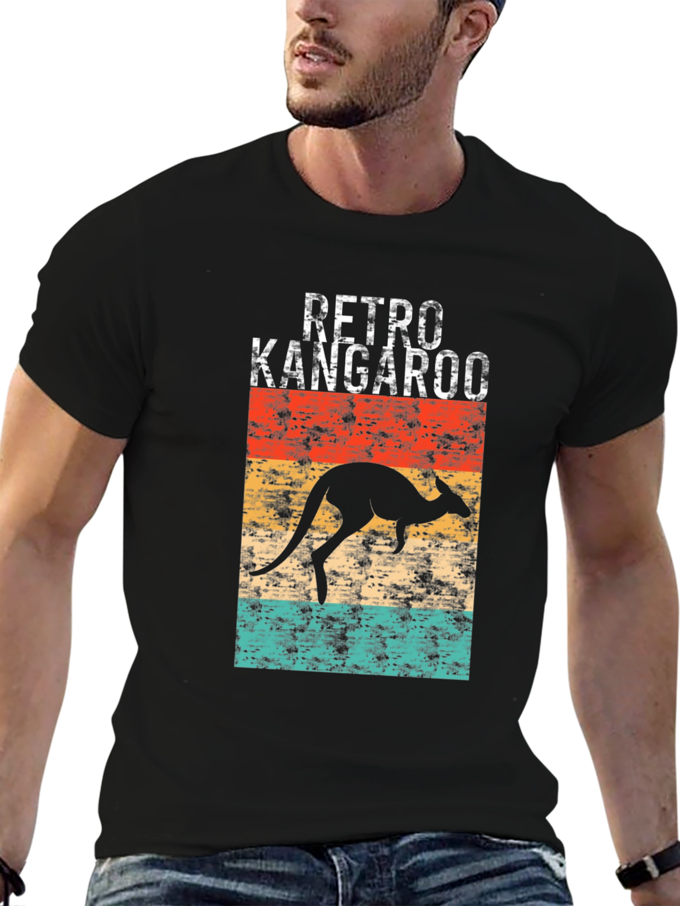Retro Kangaroo Graphic Tee - Black