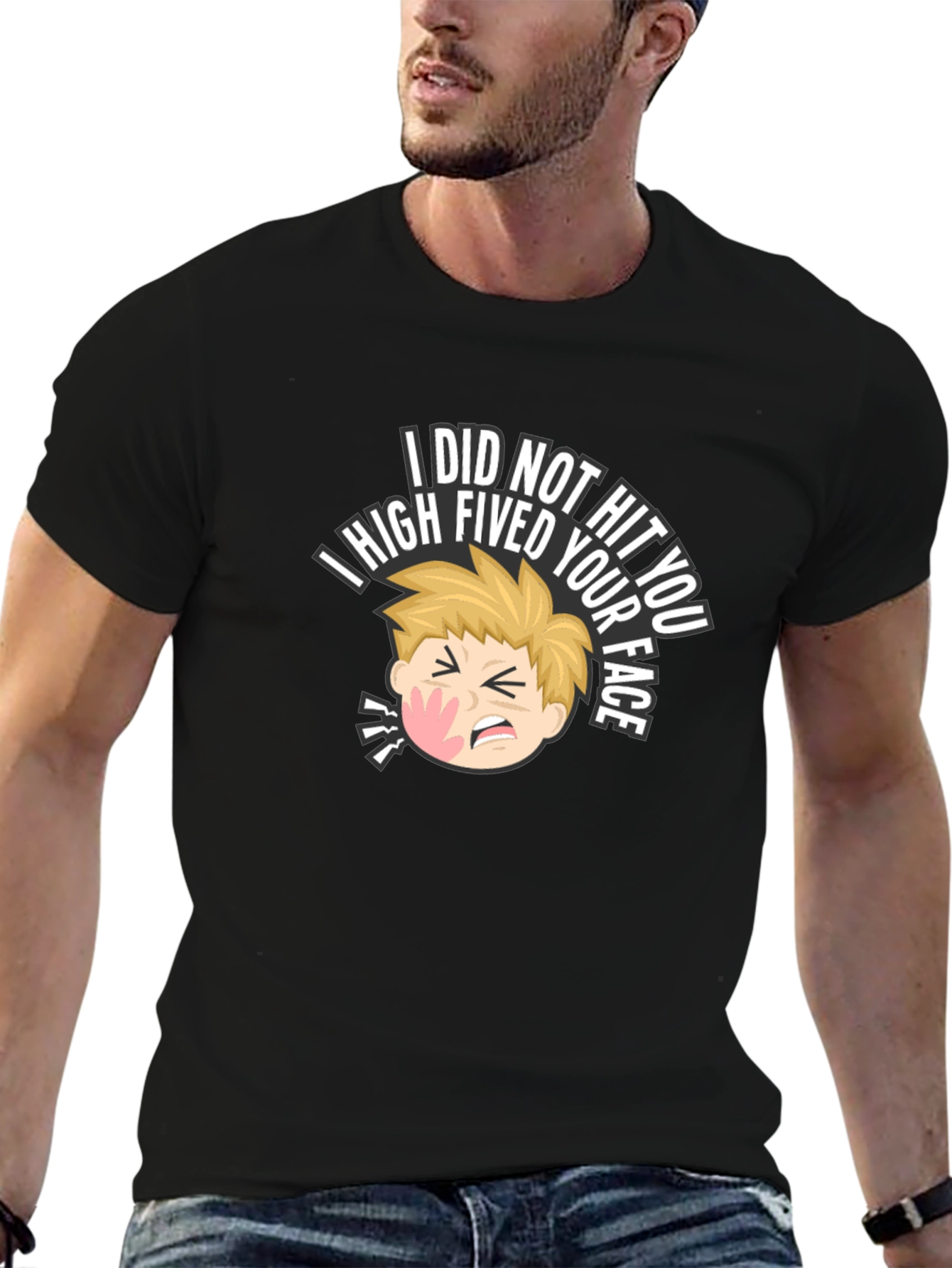I High Fived Your Face Black T-Shirt