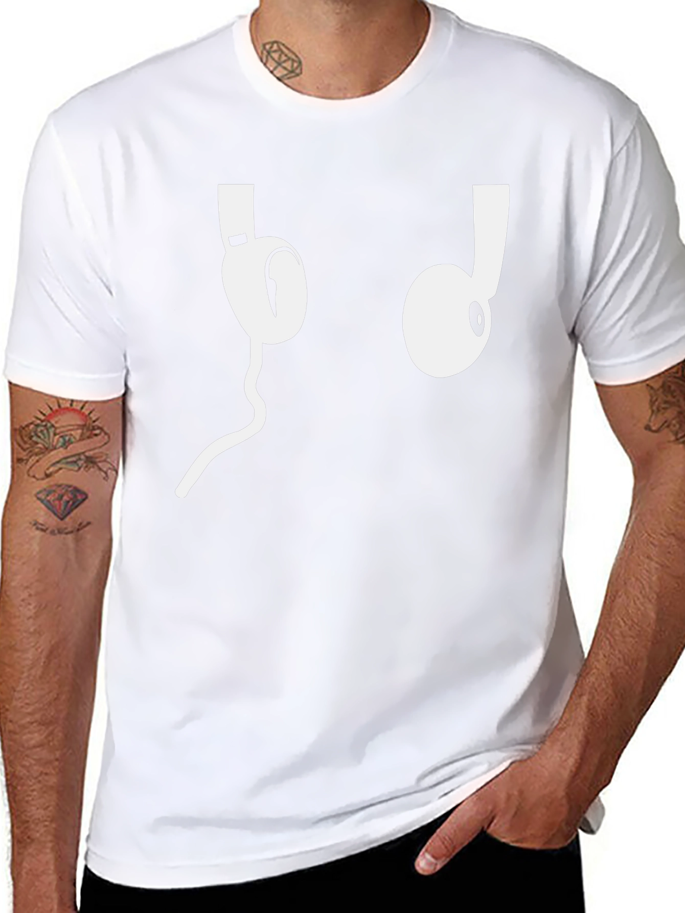 Cool Headphones Graphic Tee - Black Cotton T-Shirt