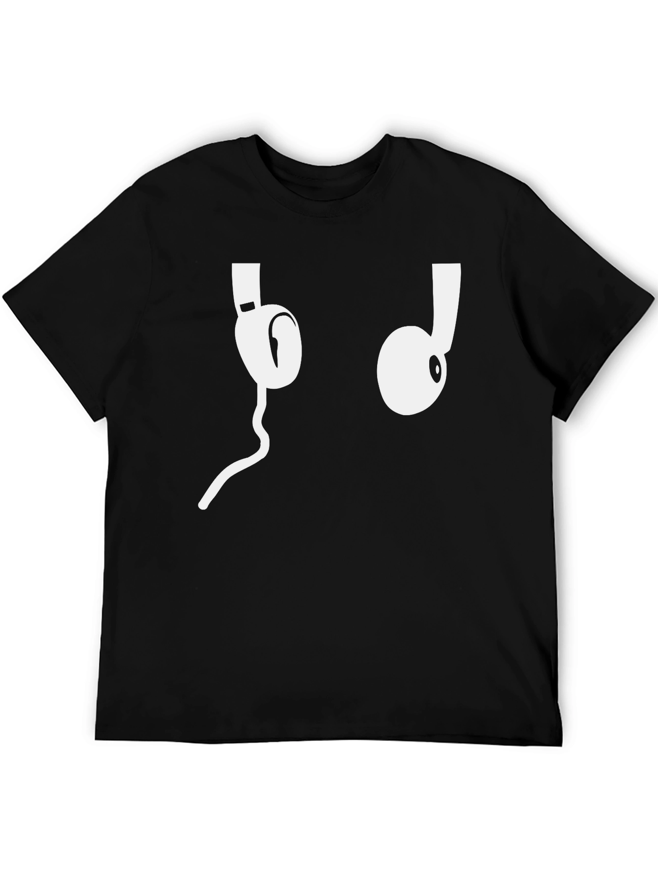 Cool Headphones Graphic Tee - Black Cotton T-Shirt