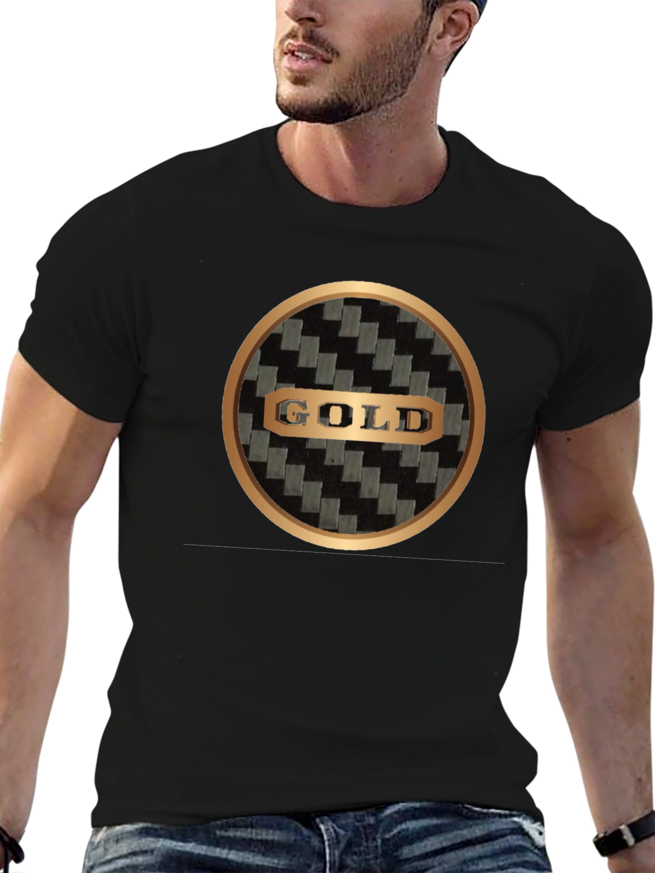 Gold Design Black T-Shirt