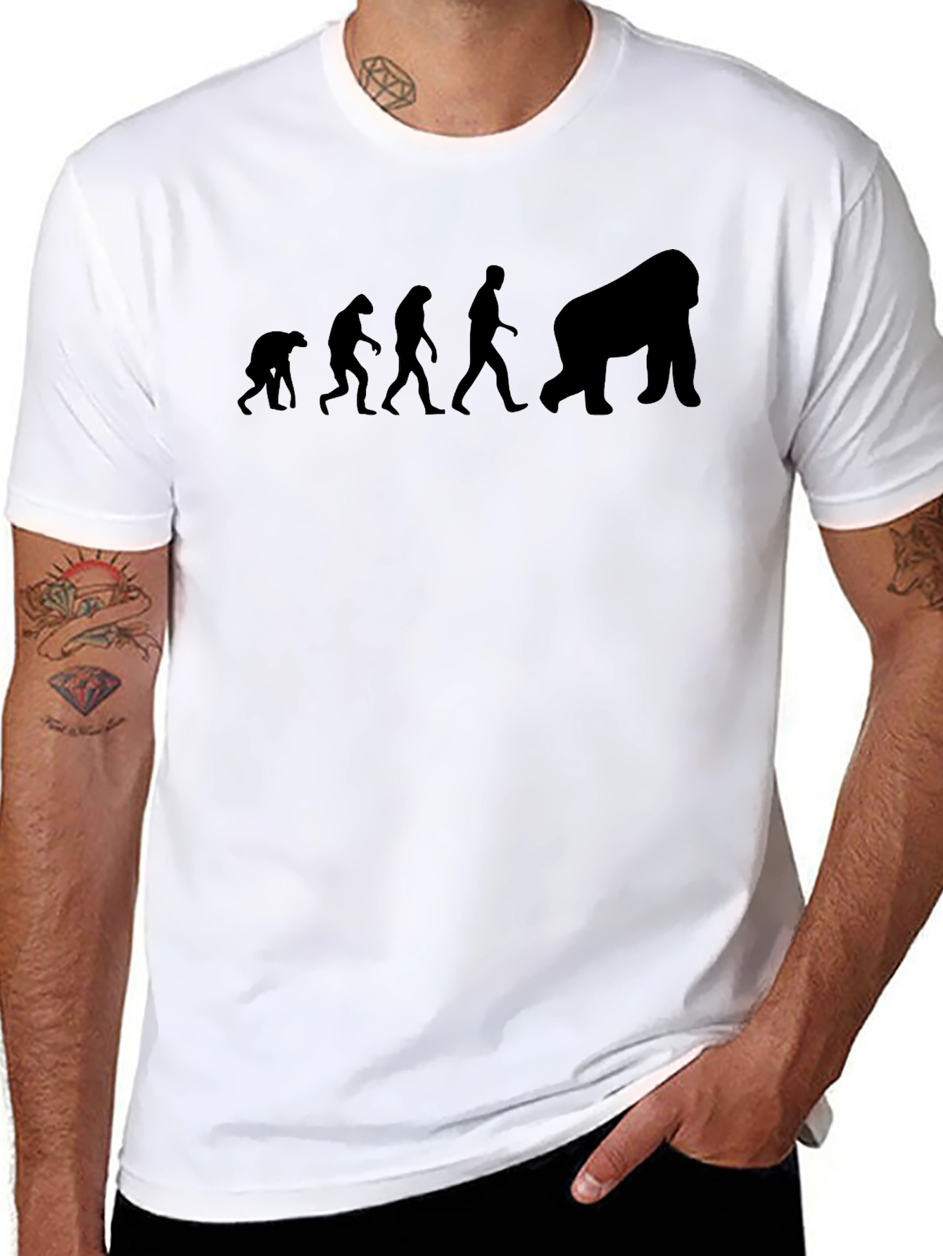 Evolution to Gorilla Graphic Black T-Shirt