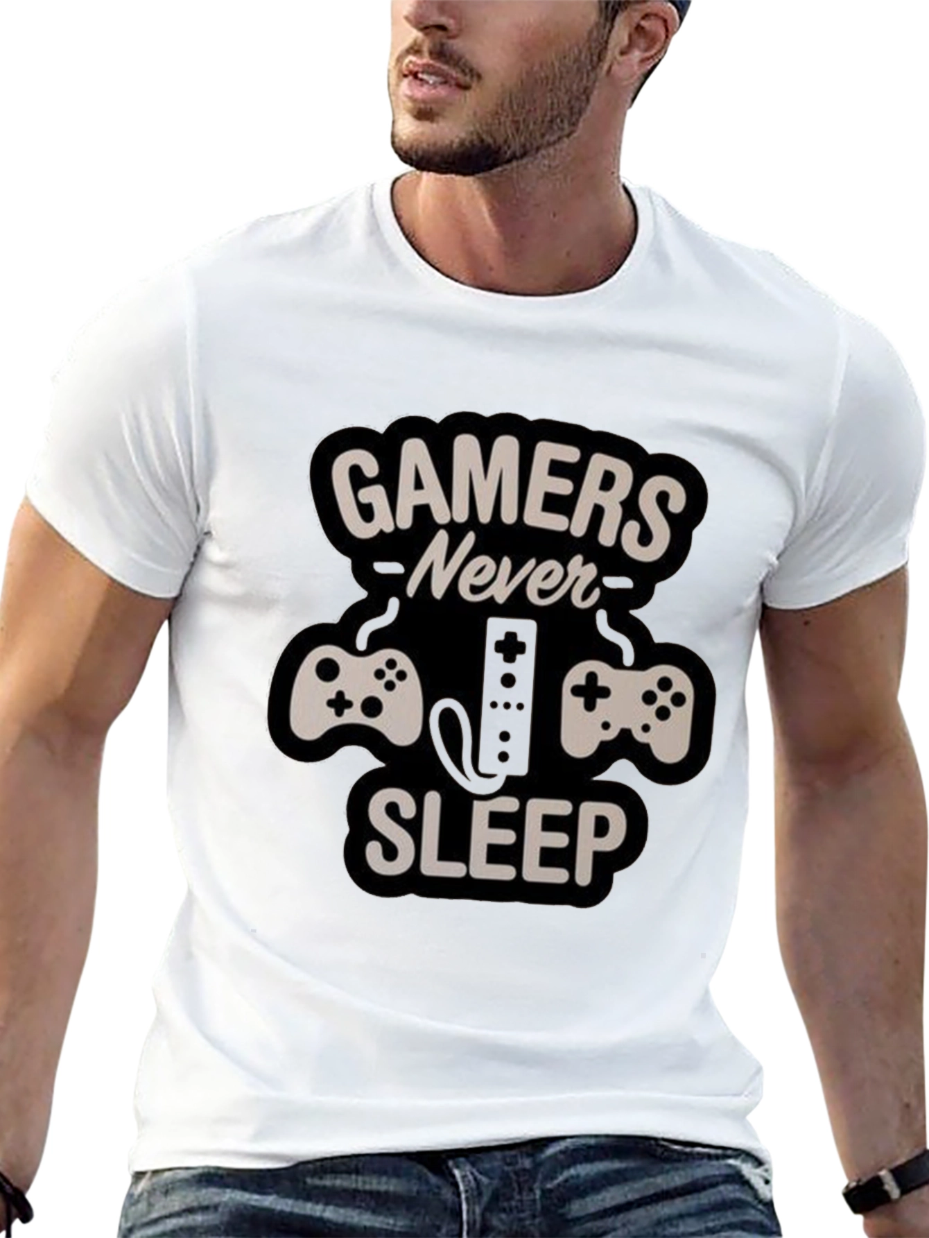 Gamers Never Sleep T-Shirt - Black Gaming Tee