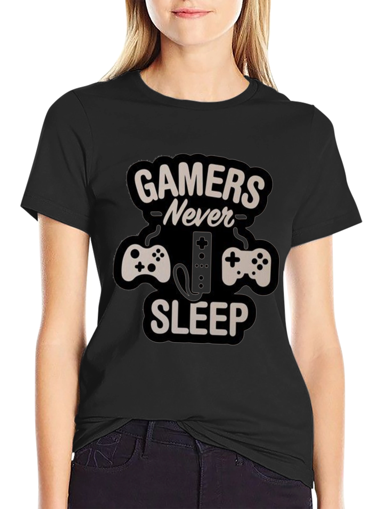 Gamers Never Sleep T-Shirt - Black Gaming Tee