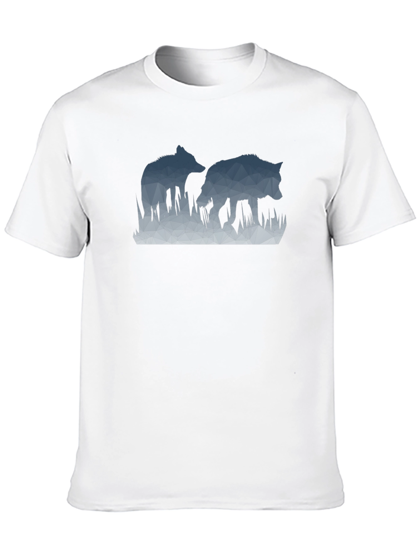 Geometric Wolves Graphic Black T-Shirt