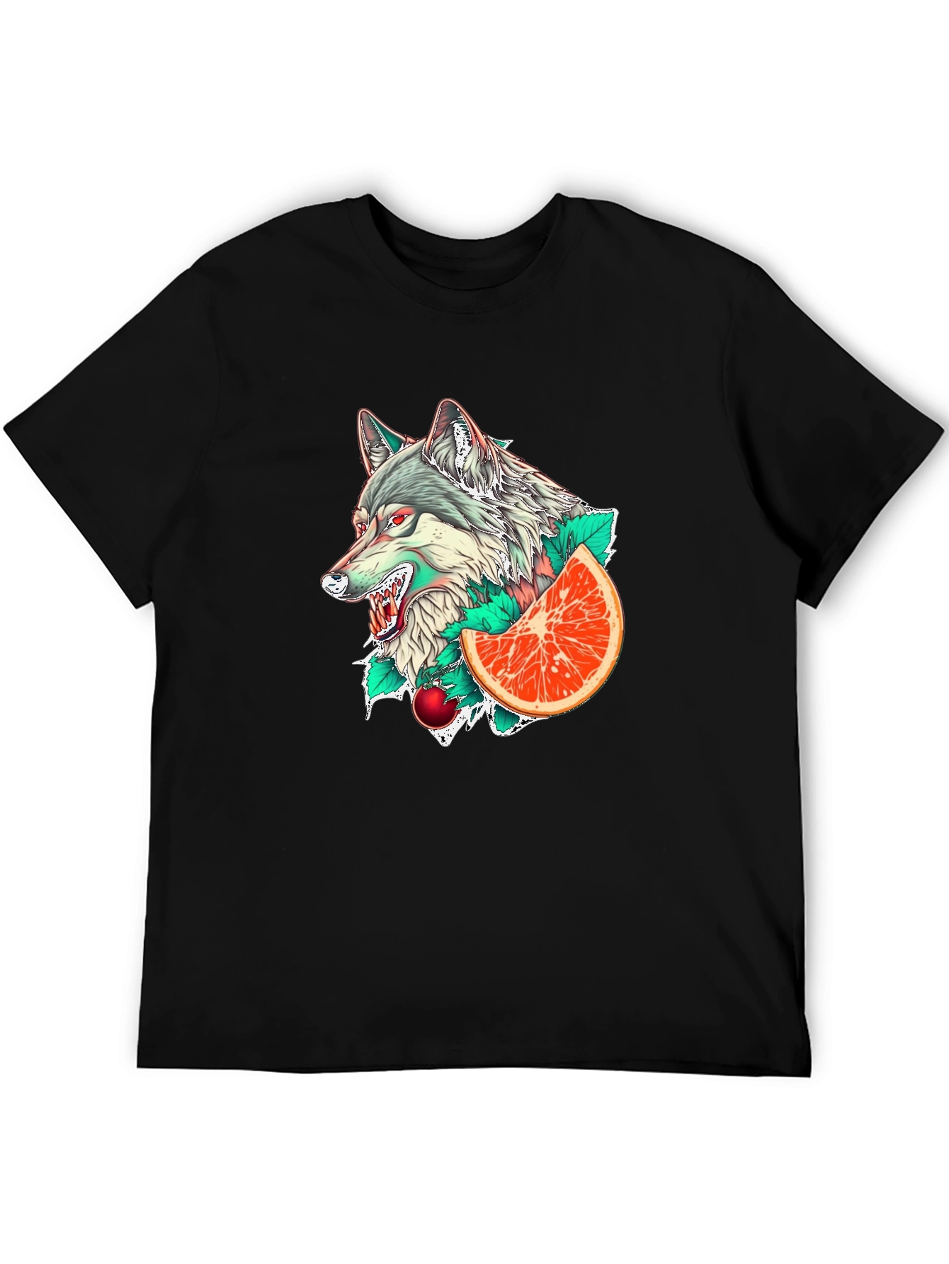 Wolf & Citrus Graphic Tee - Mens Black T-Shirt