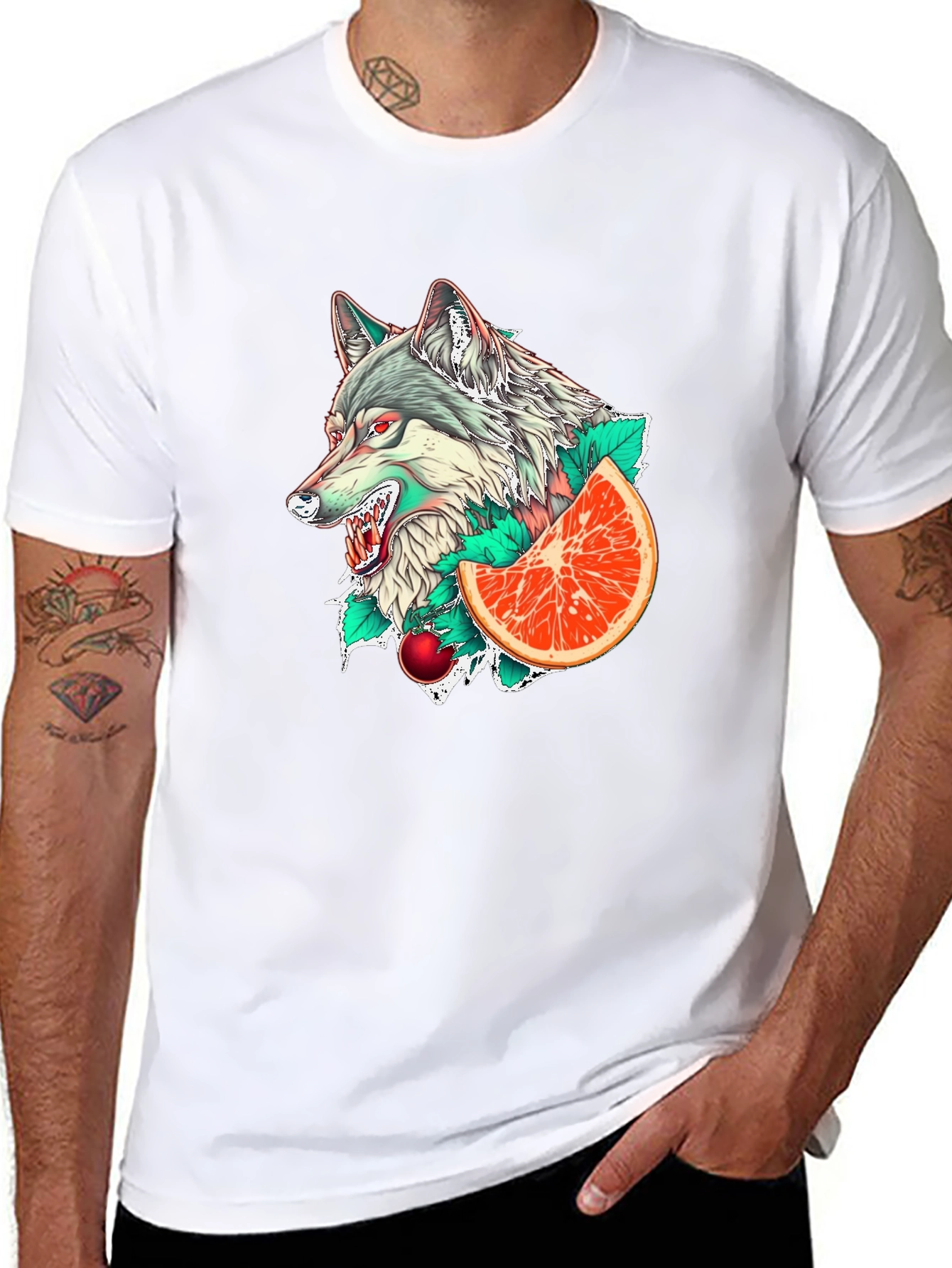 Wolf & Citrus Graphic Tee - Mens Black T-Shirt