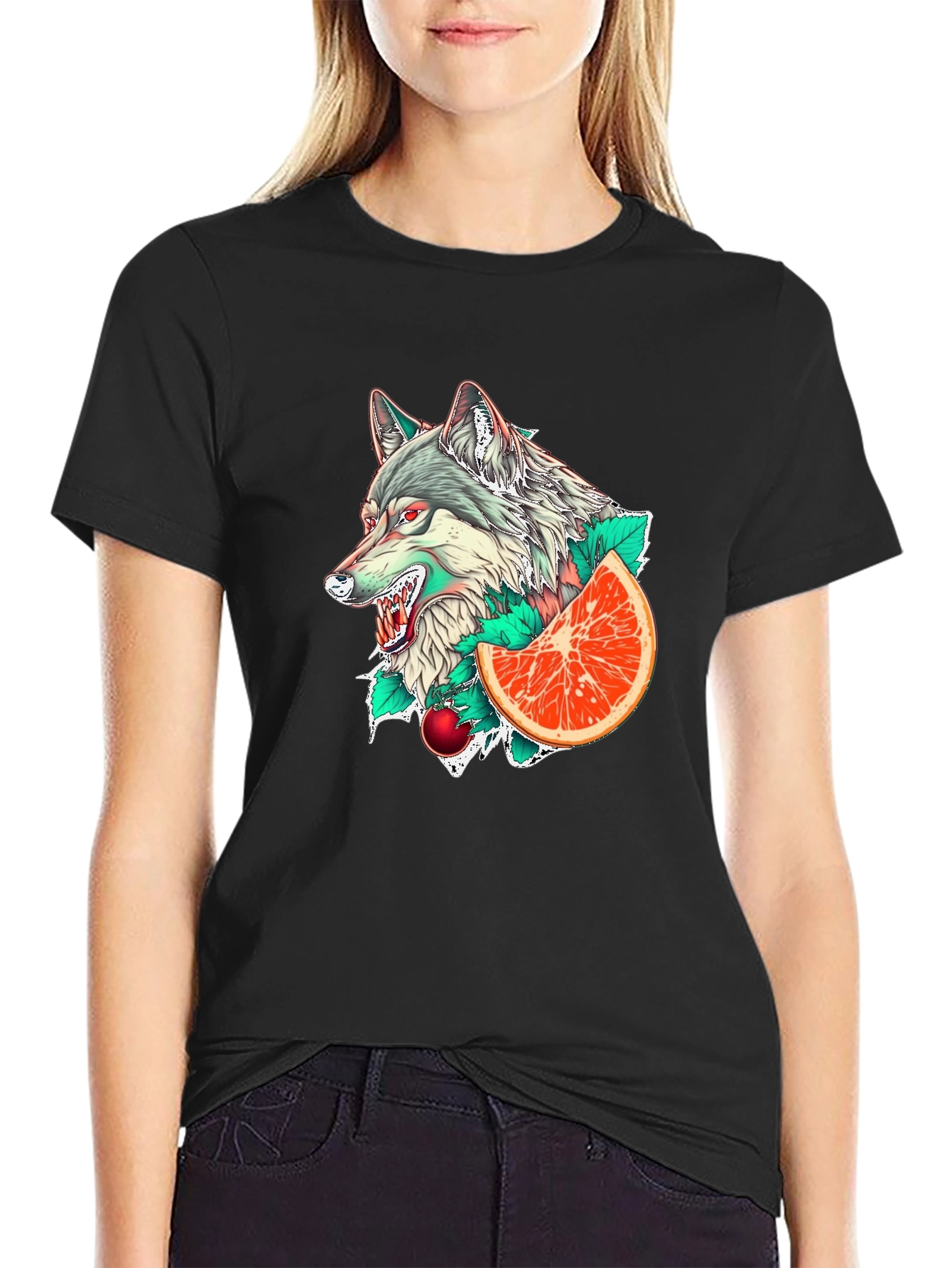 Wolf & Citrus Graphic Tee - Mens Black T-Shirt