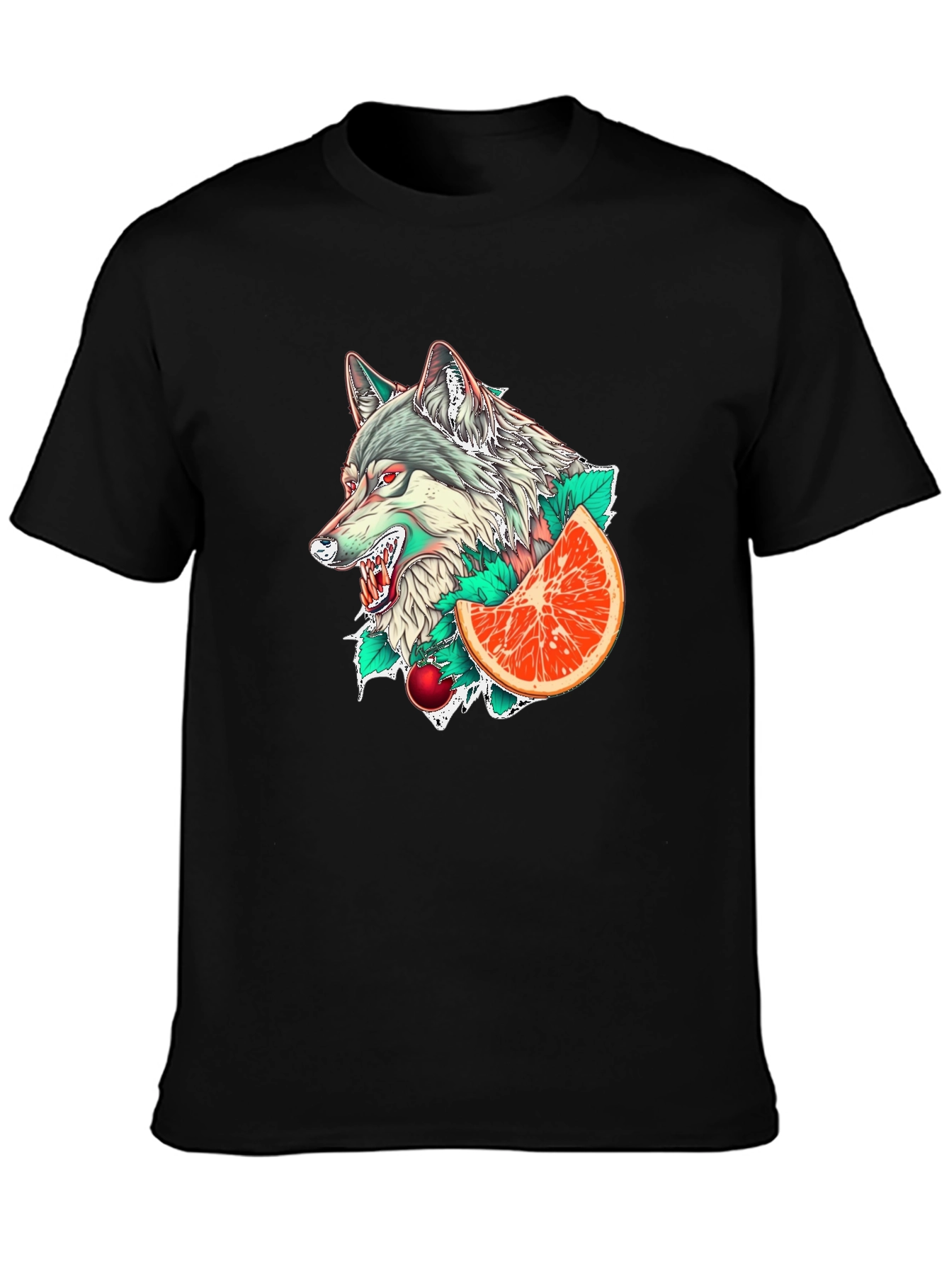 Wolf & Citrus Graphic Tee - Mens Black T-Shirt