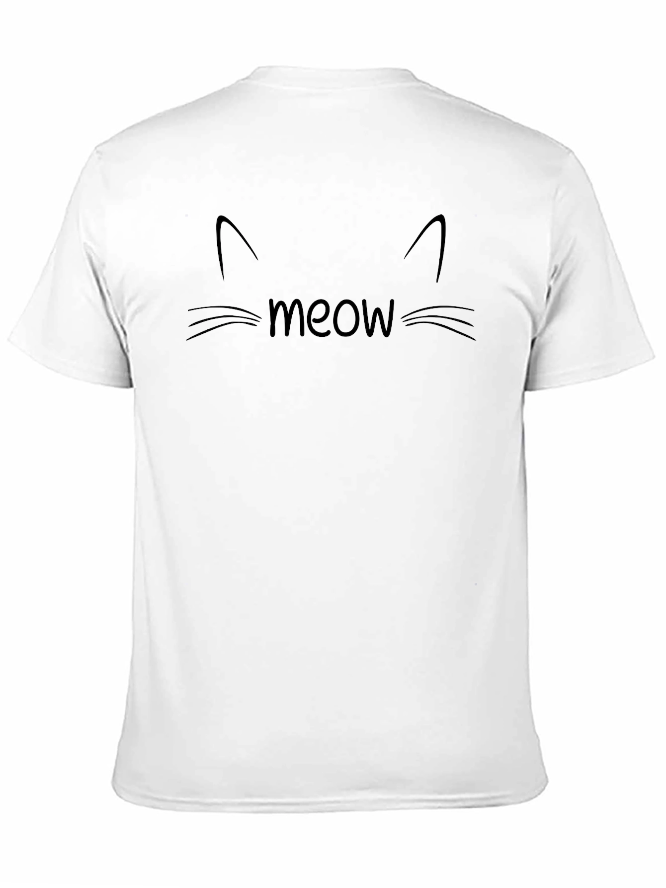 Meow Cat Graphic Tee - Black Casual T-Shirt