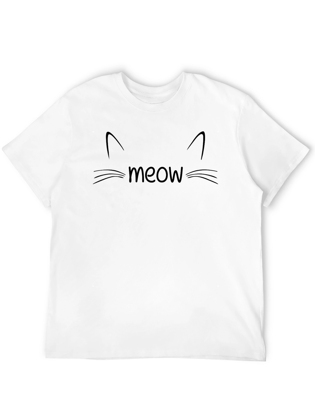 Meow Cat Graphic Tee - Black Casual T-Shirt