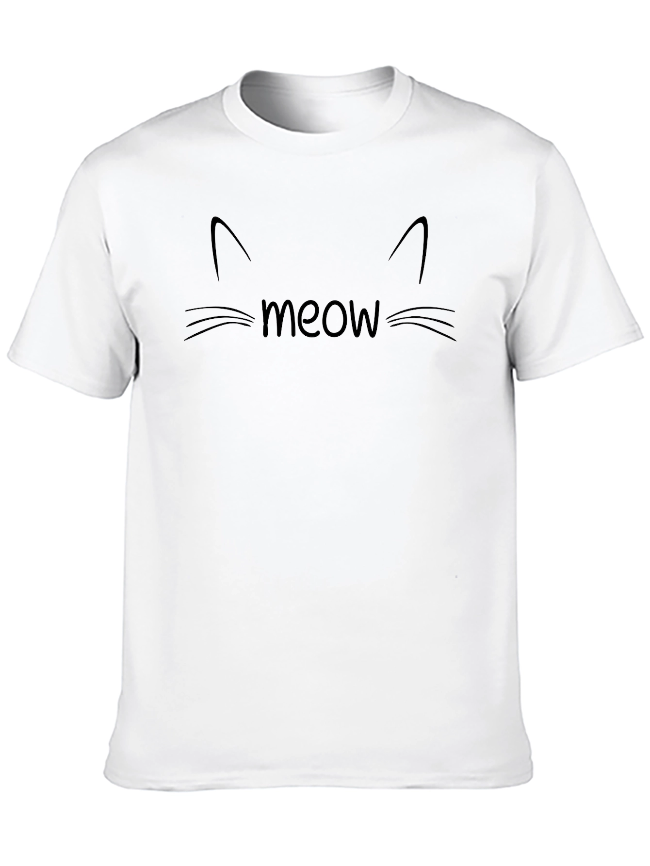 Meow Cat Graphic Tee - Black Casual T-Shirt