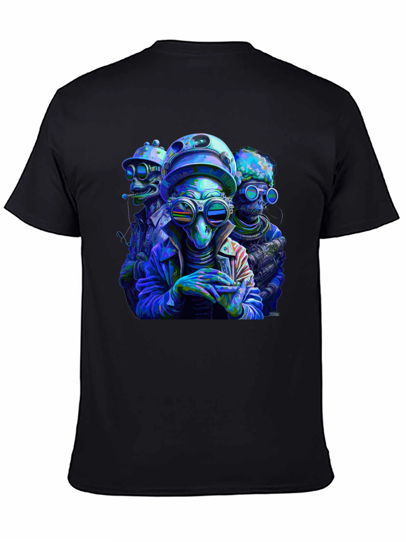 Cool Alien Squad Black Graphic Tee
