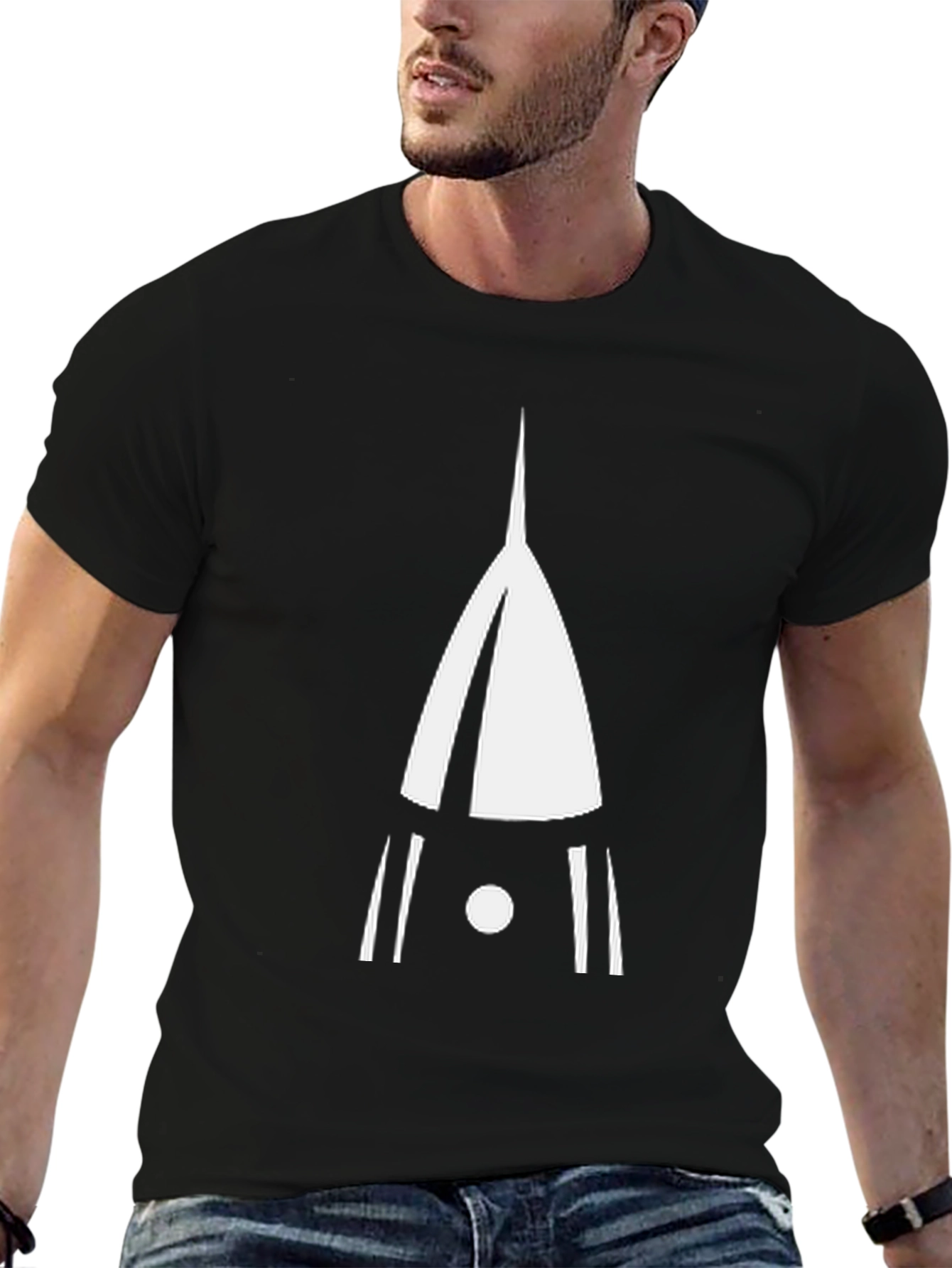Abstract Rocket Graphic Black T-Shirt