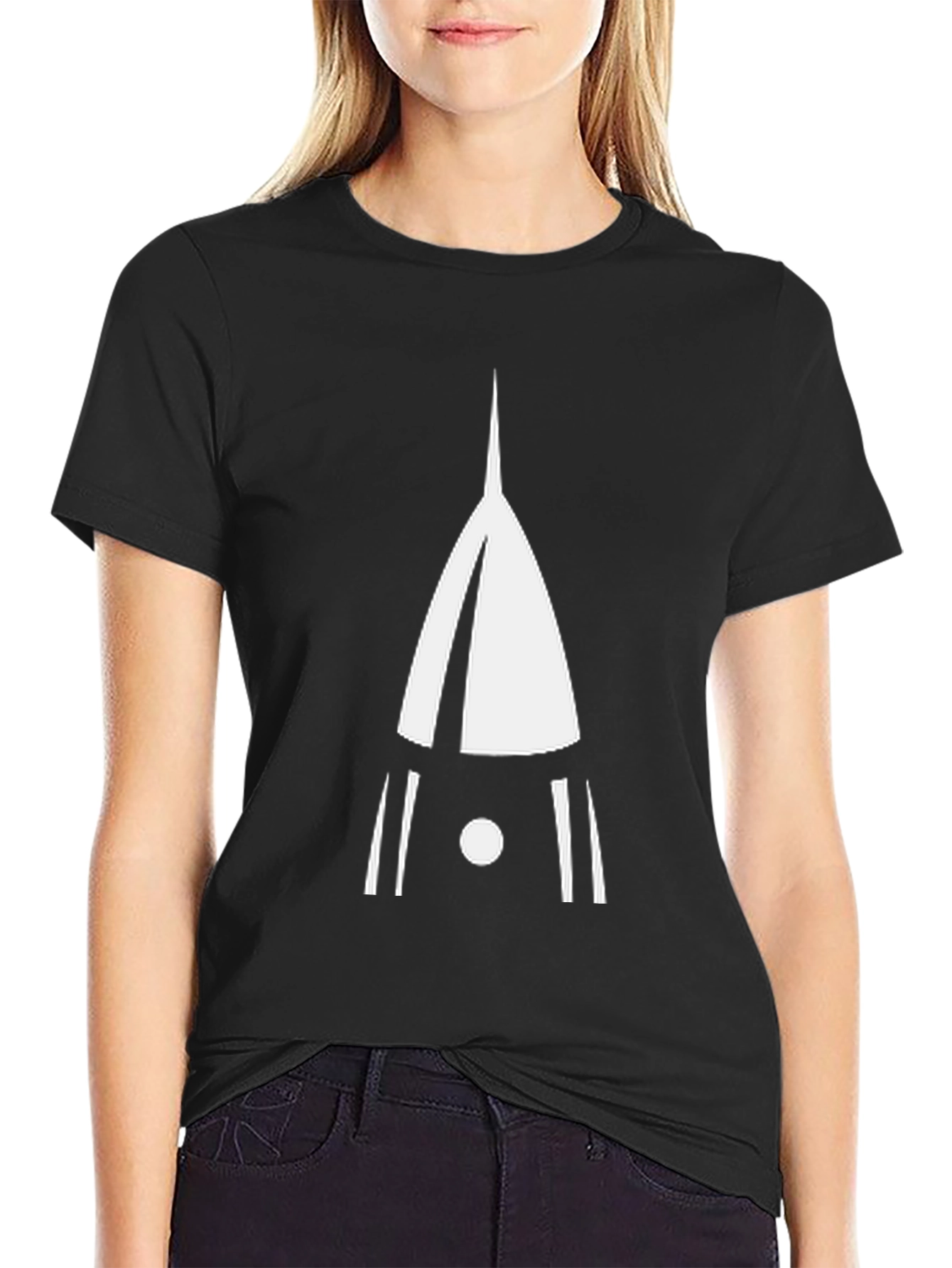 Abstract Rocket Graphic Black T-Shirt