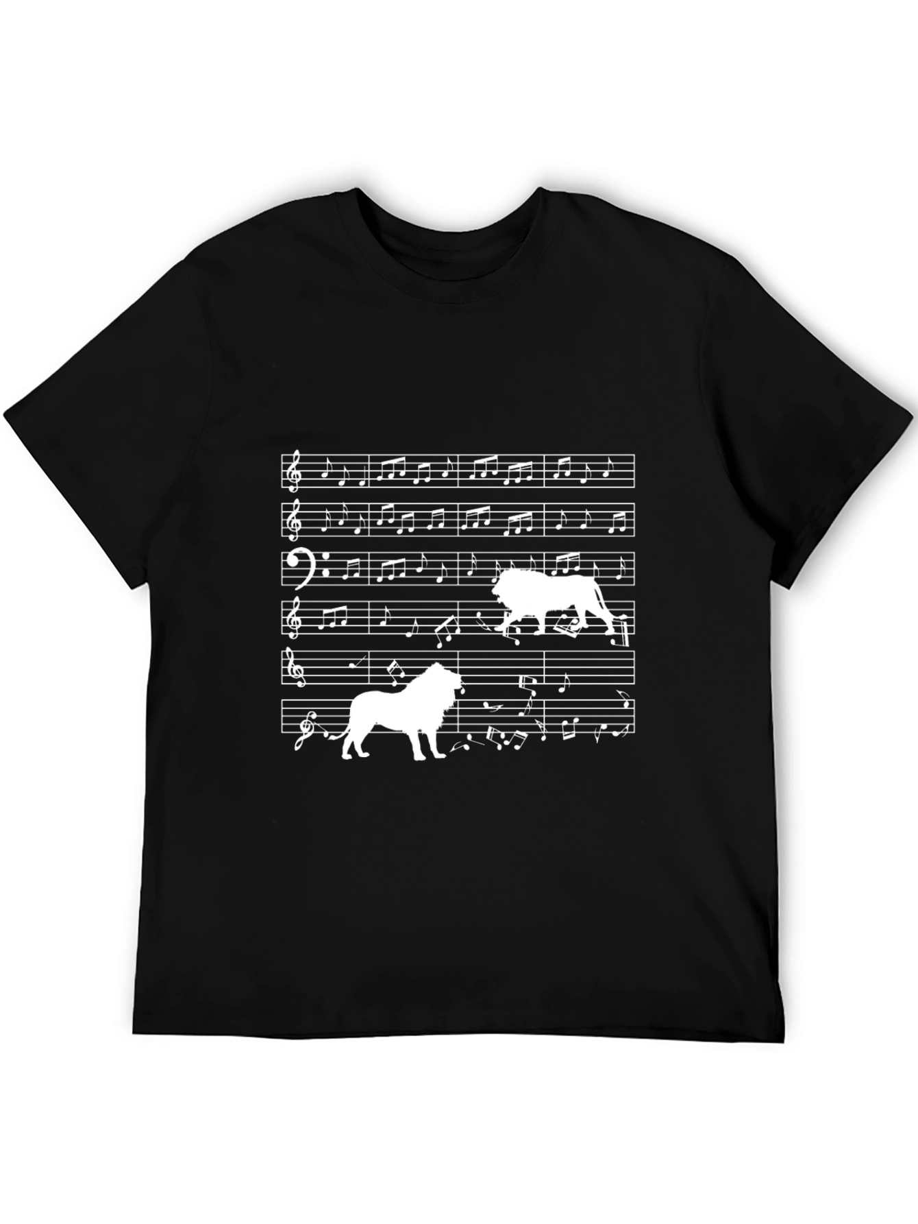 Musical Lion Graphic Tee - Unique Sheet Music Design