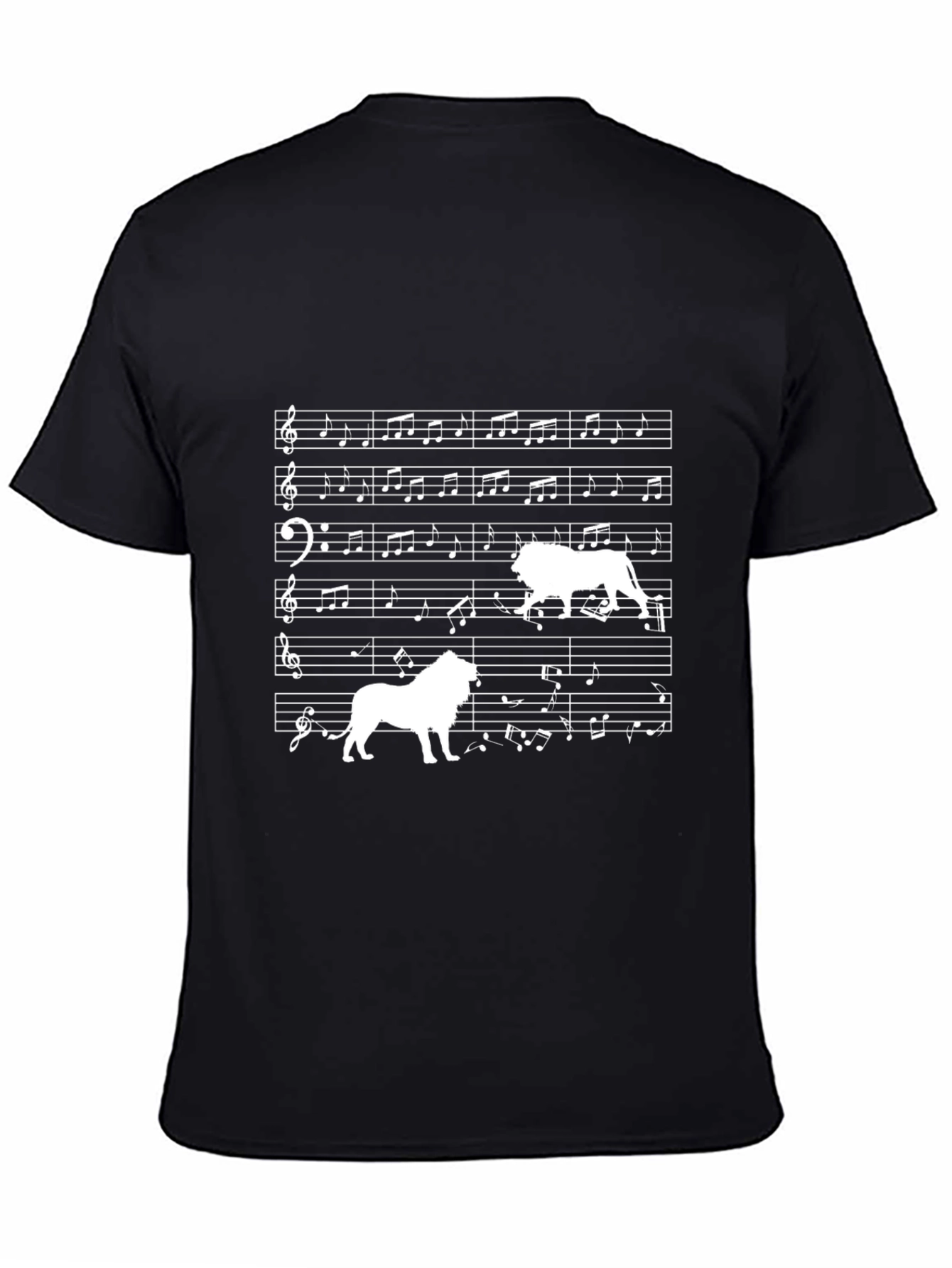 Musical Lion Graphic Tee - Unique Sheet Music Design