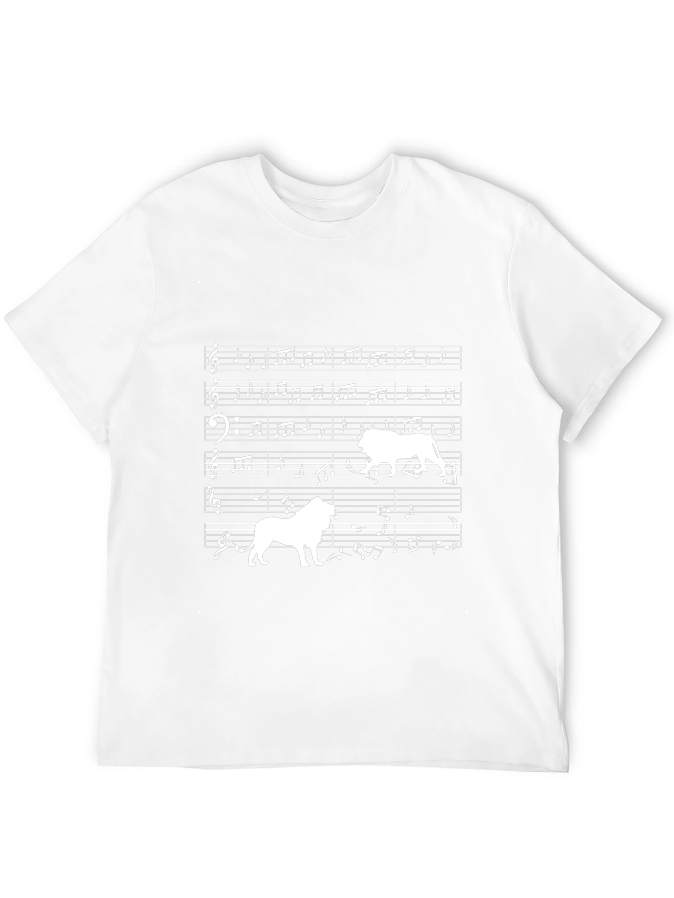 Musical Lion Graphic Tee - Unique Sheet Music Design