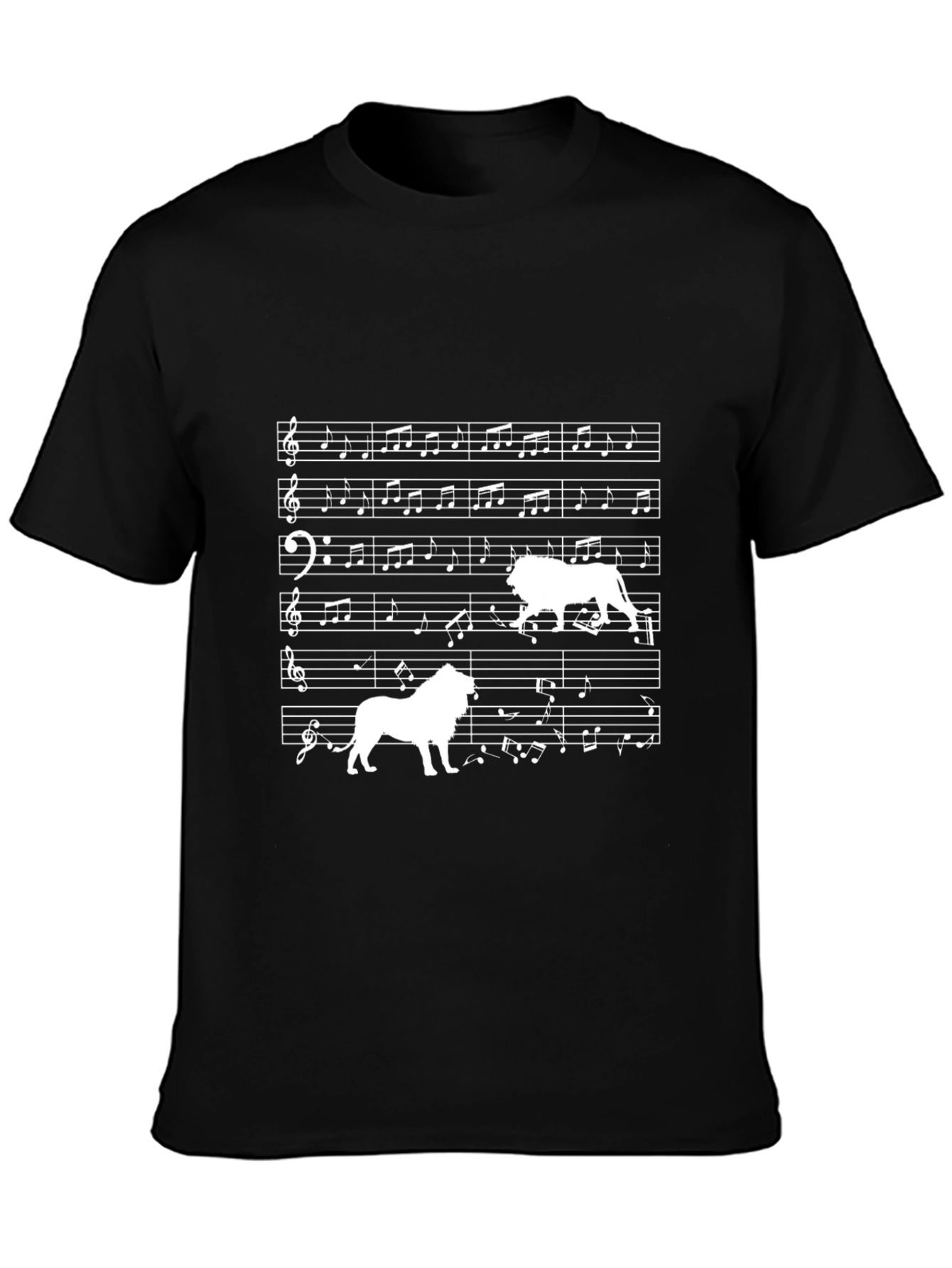 Musical Lion Graphic Tee - Unique Sheet Music Design
