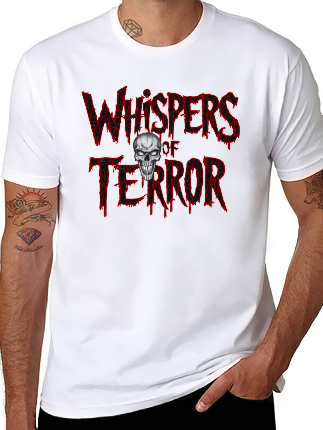 Whispers of Terror Graphic Print Black T-Shirt
