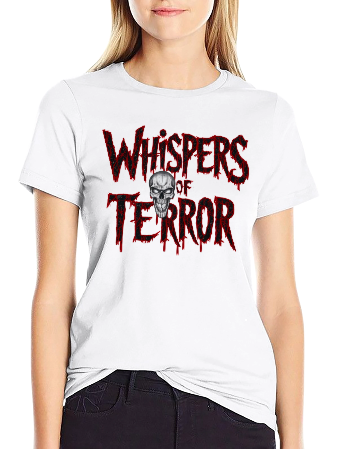 Whispers of Terror Graphic Print Black T-Shirt