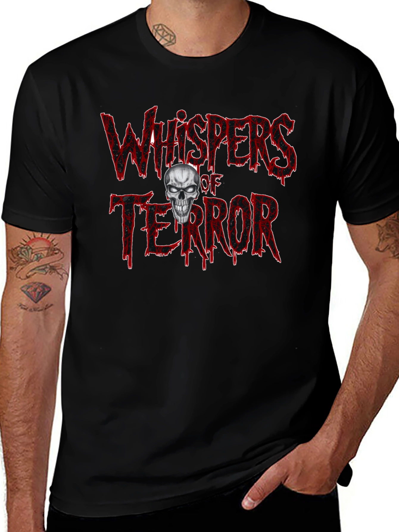 Whispers of Terror Graphic Print Black T-Shirt