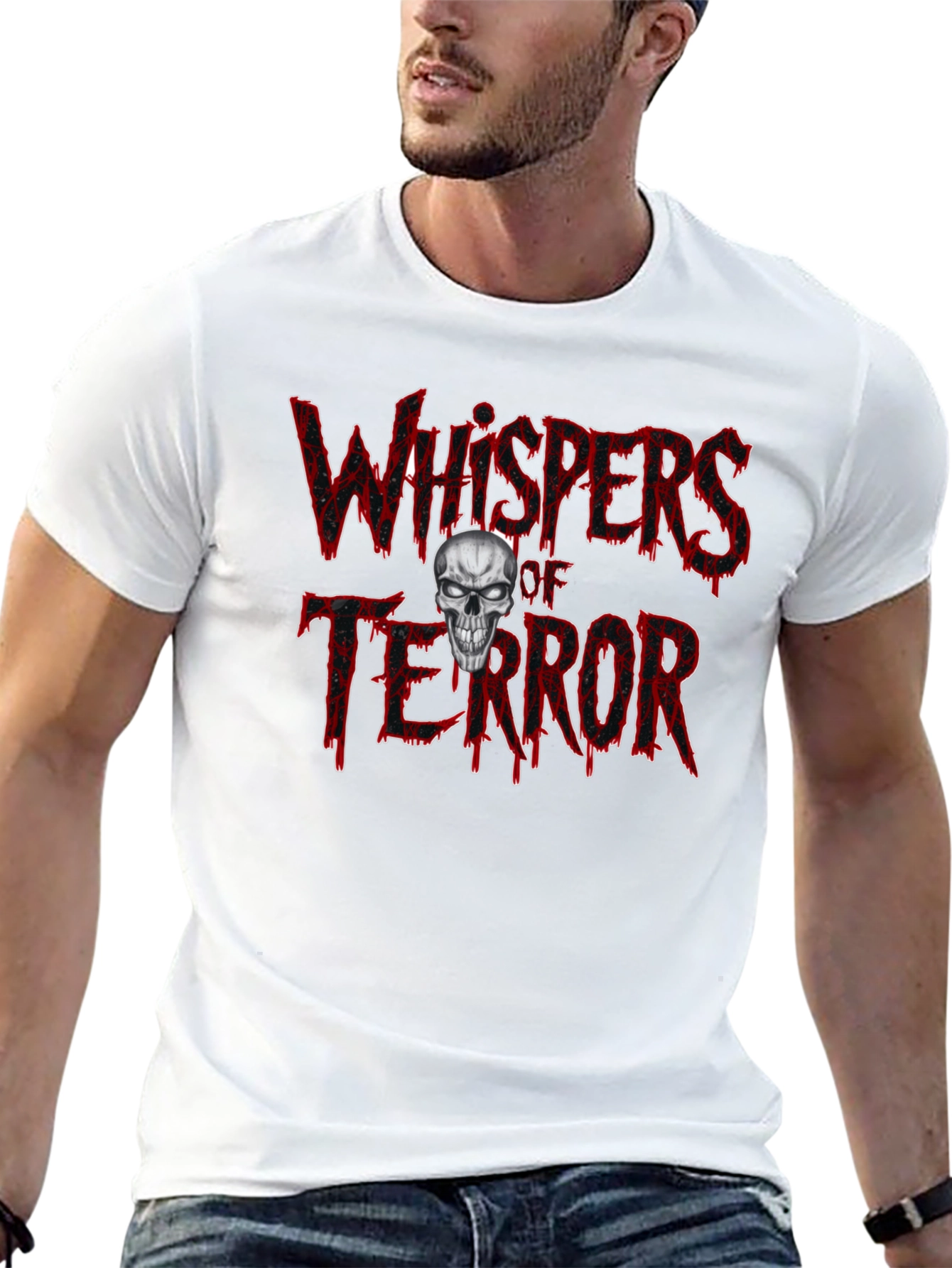 Whispers of Terror Graphic Print Black T-Shirt