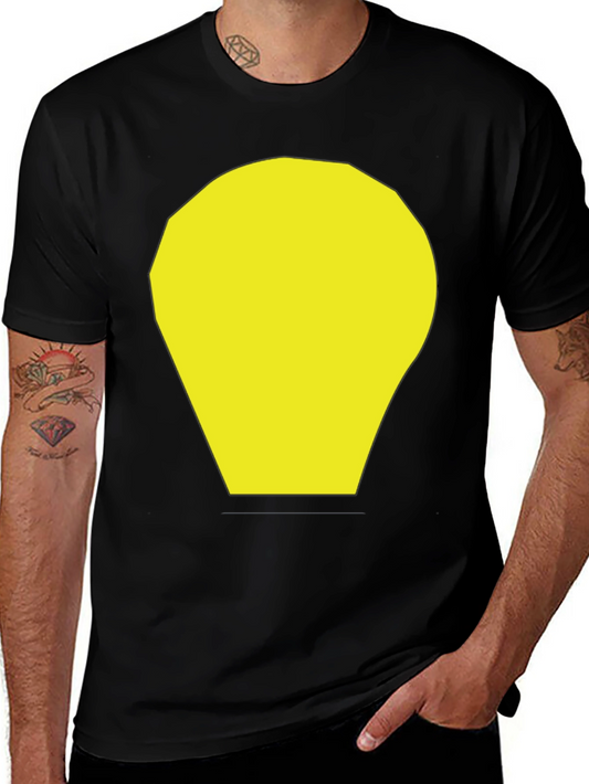Black T-Shirt with Yellow Abstract Graphic Print
