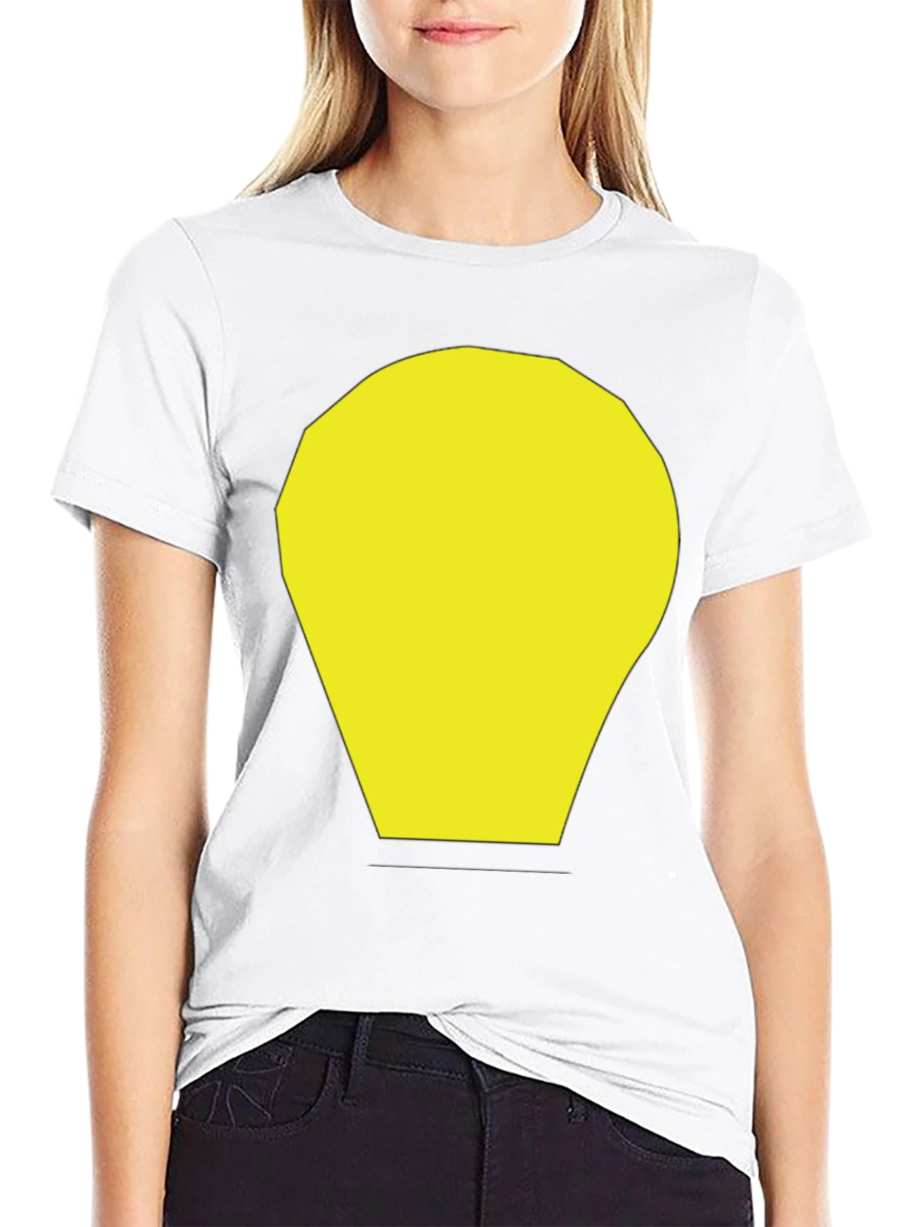 Black T-Shirt with Yellow Abstract Graphic Print