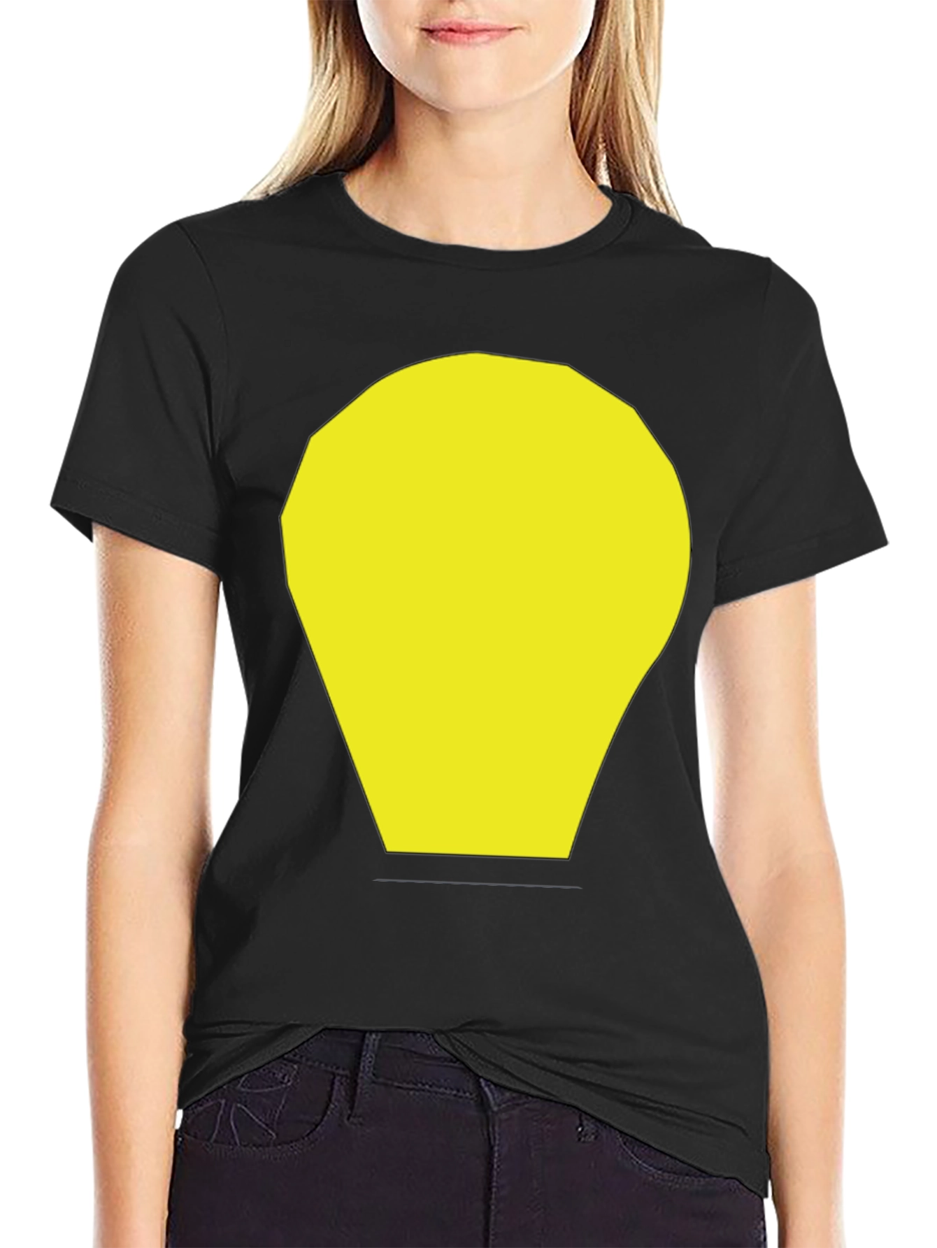 Black T-Shirt with Yellow Abstract Graphic Print
