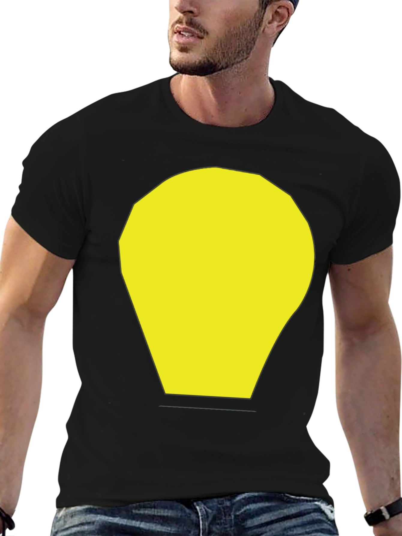 Black T-Shirt with Yellow Abstract Graphic Print