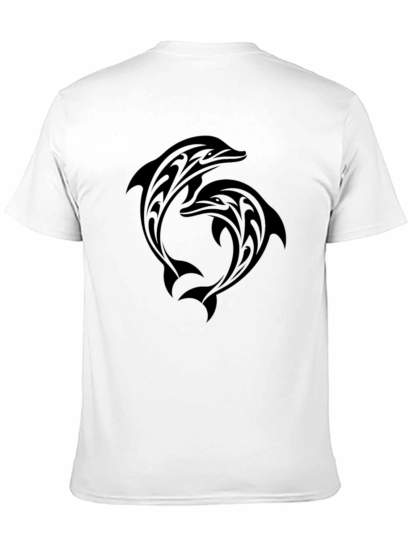 Tribal Dolphin Graphic Tee - Black Cotton T-Shirt
