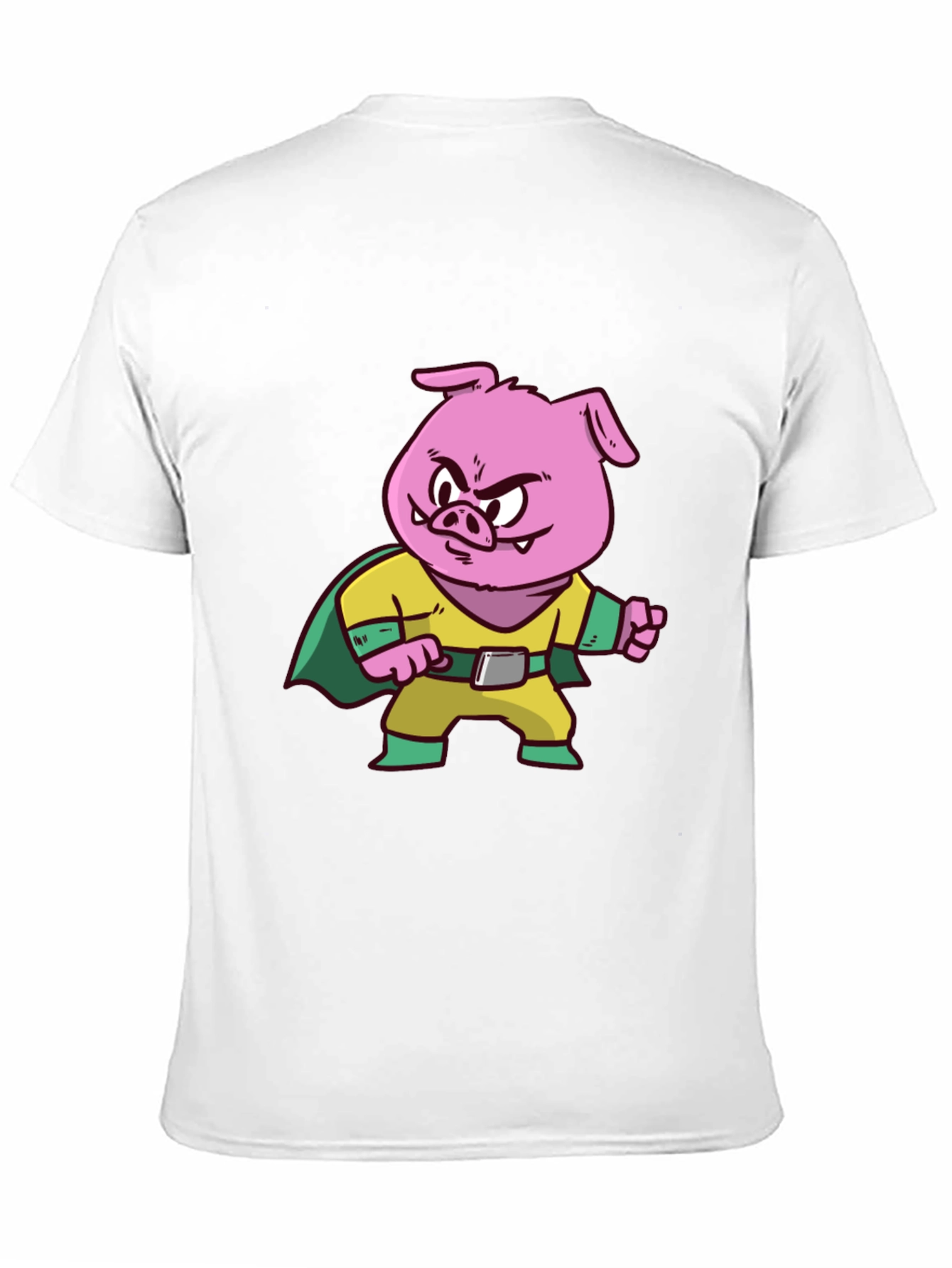 Pig Superhero Graphic Tee - Black Cotton Blend