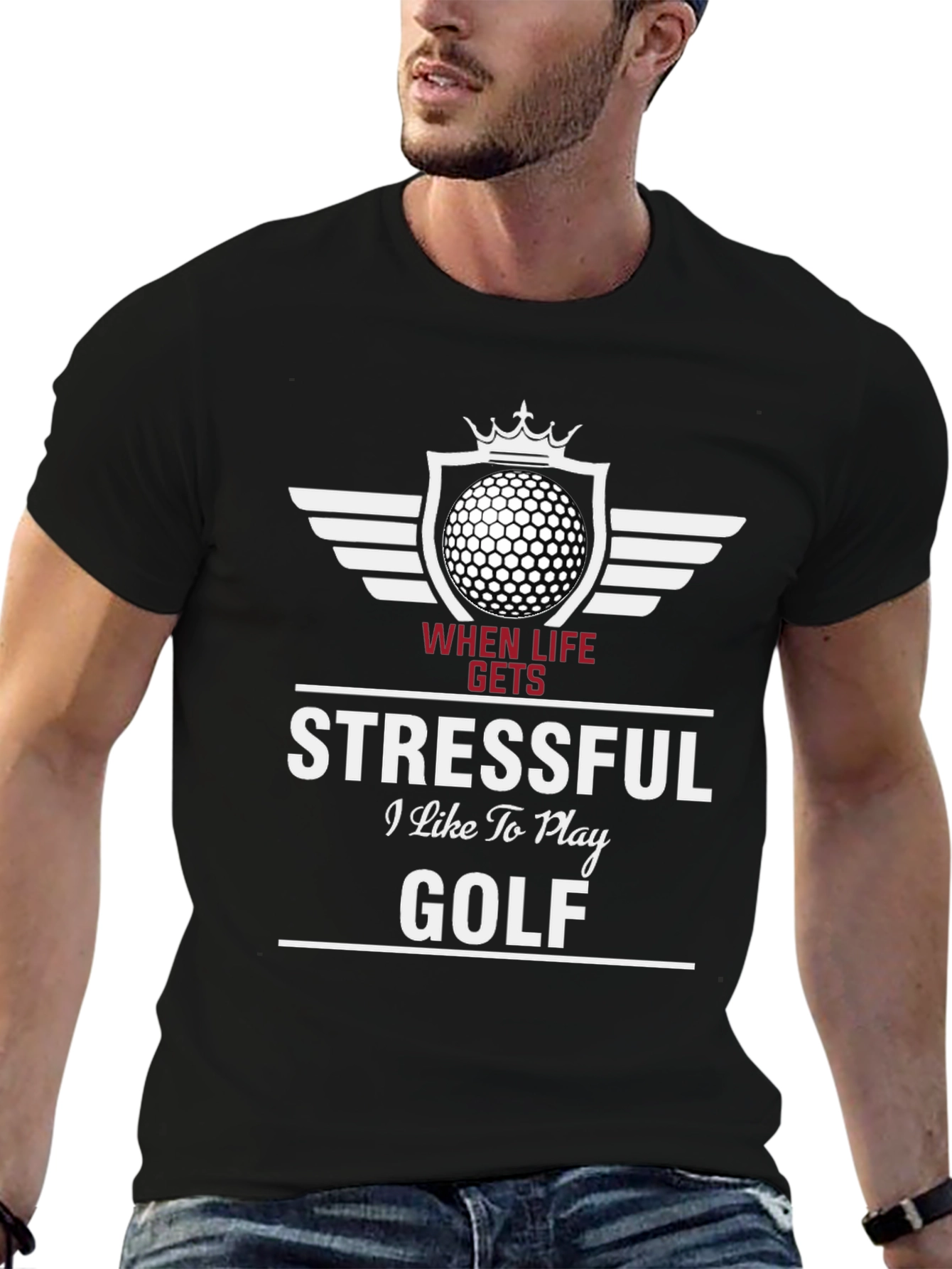 Stressful Golf Black T-Shirt