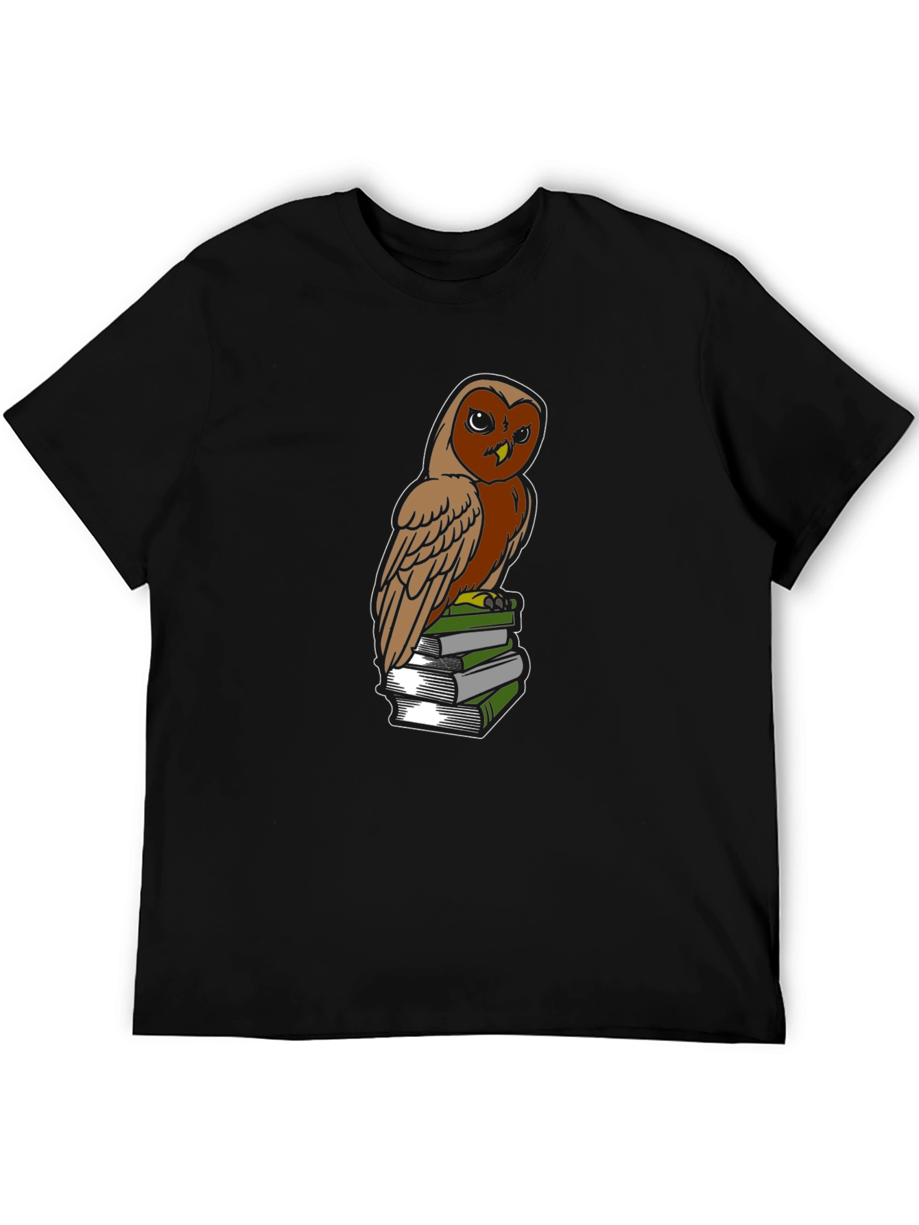 Owl on Books Graphic Tee - Smart & Stylish