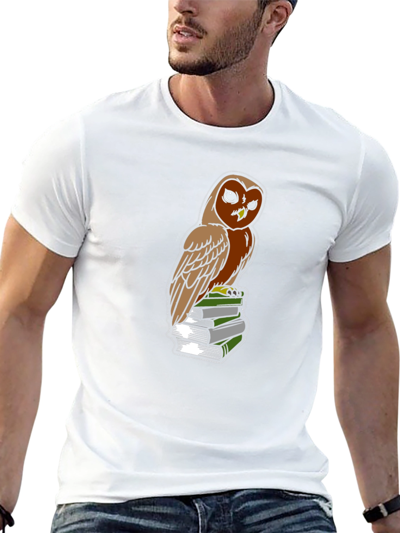 Owl on Books Graphic Tee - Smart & Stylish