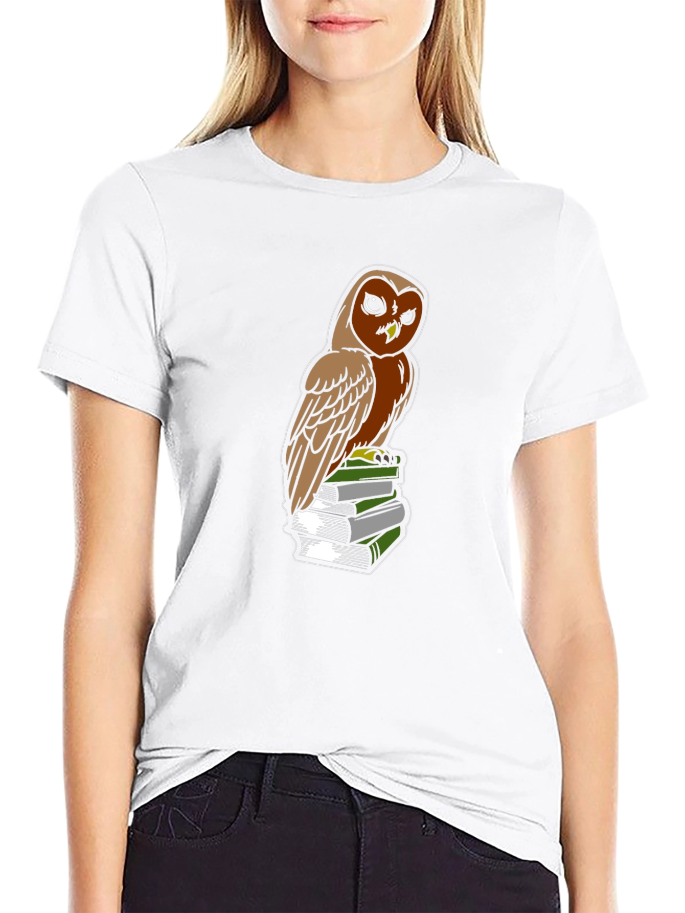 Owl on Books Graphic Tee - Smart & Stylish