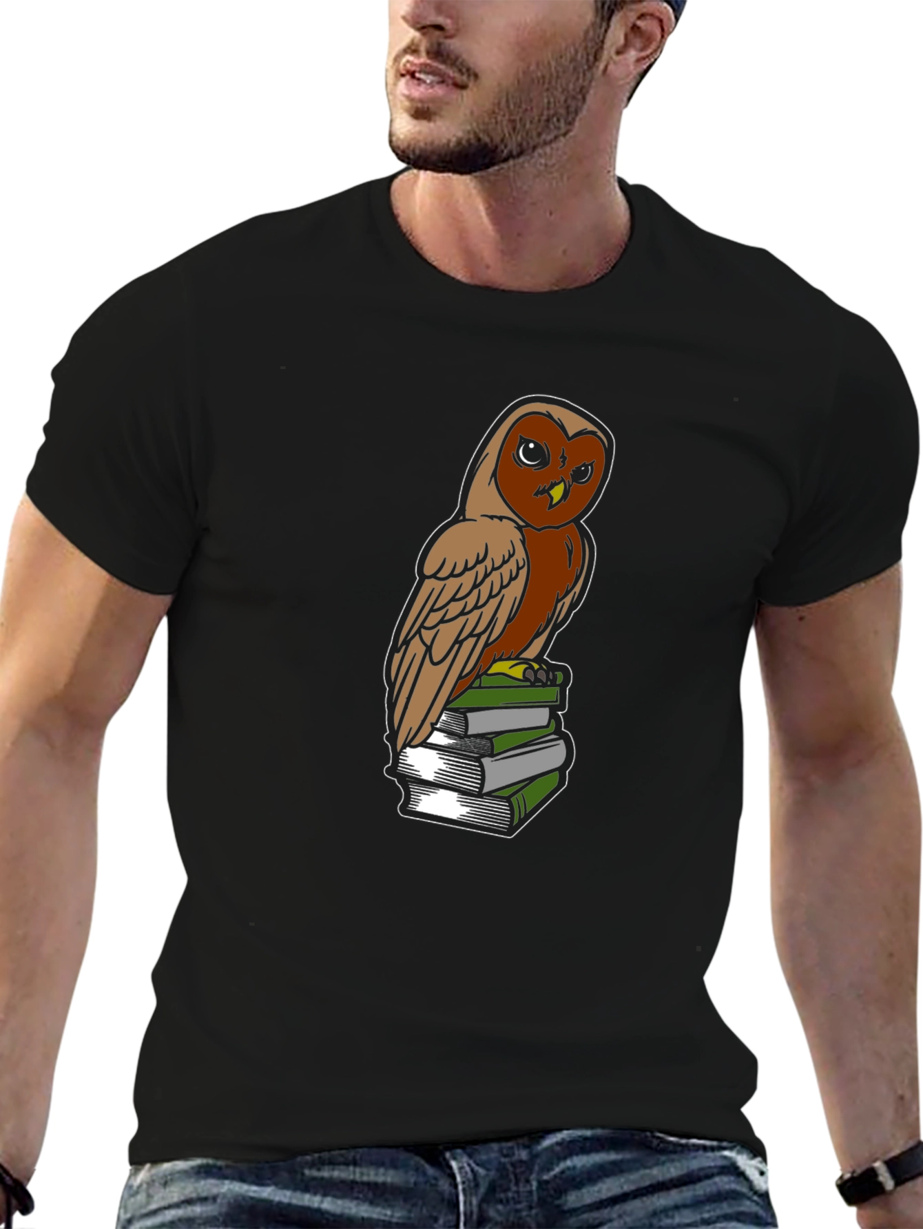Owl on Books Graphic Tee - Smart & Stylish