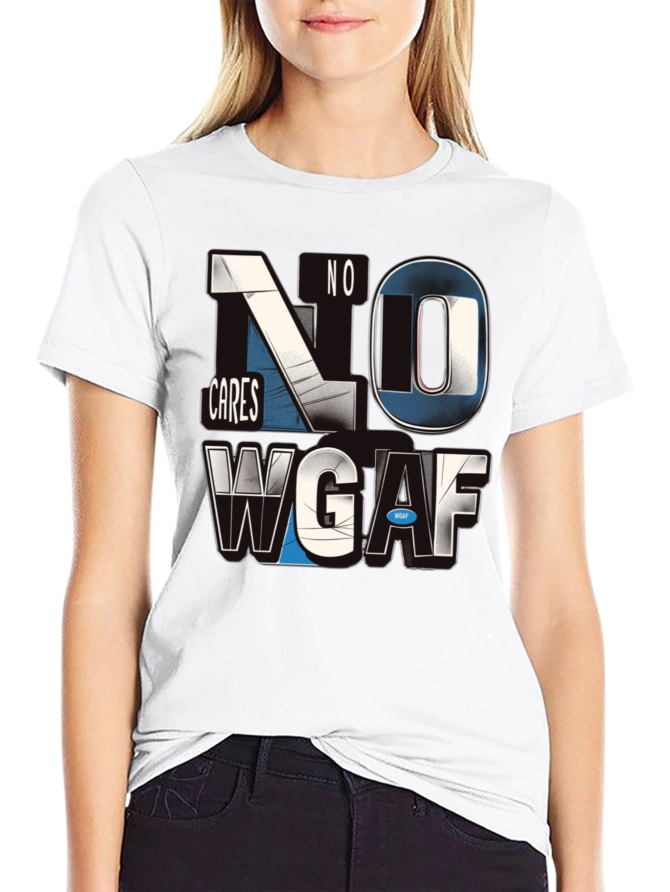 No Cares WGAF Graphic Black Tee