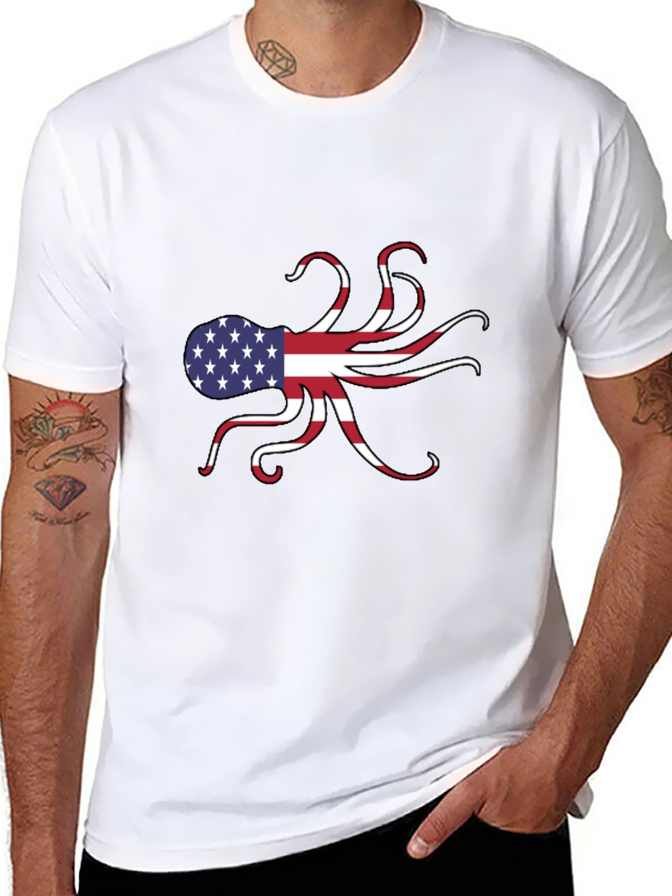 American Flag Octopus Graphic Tee