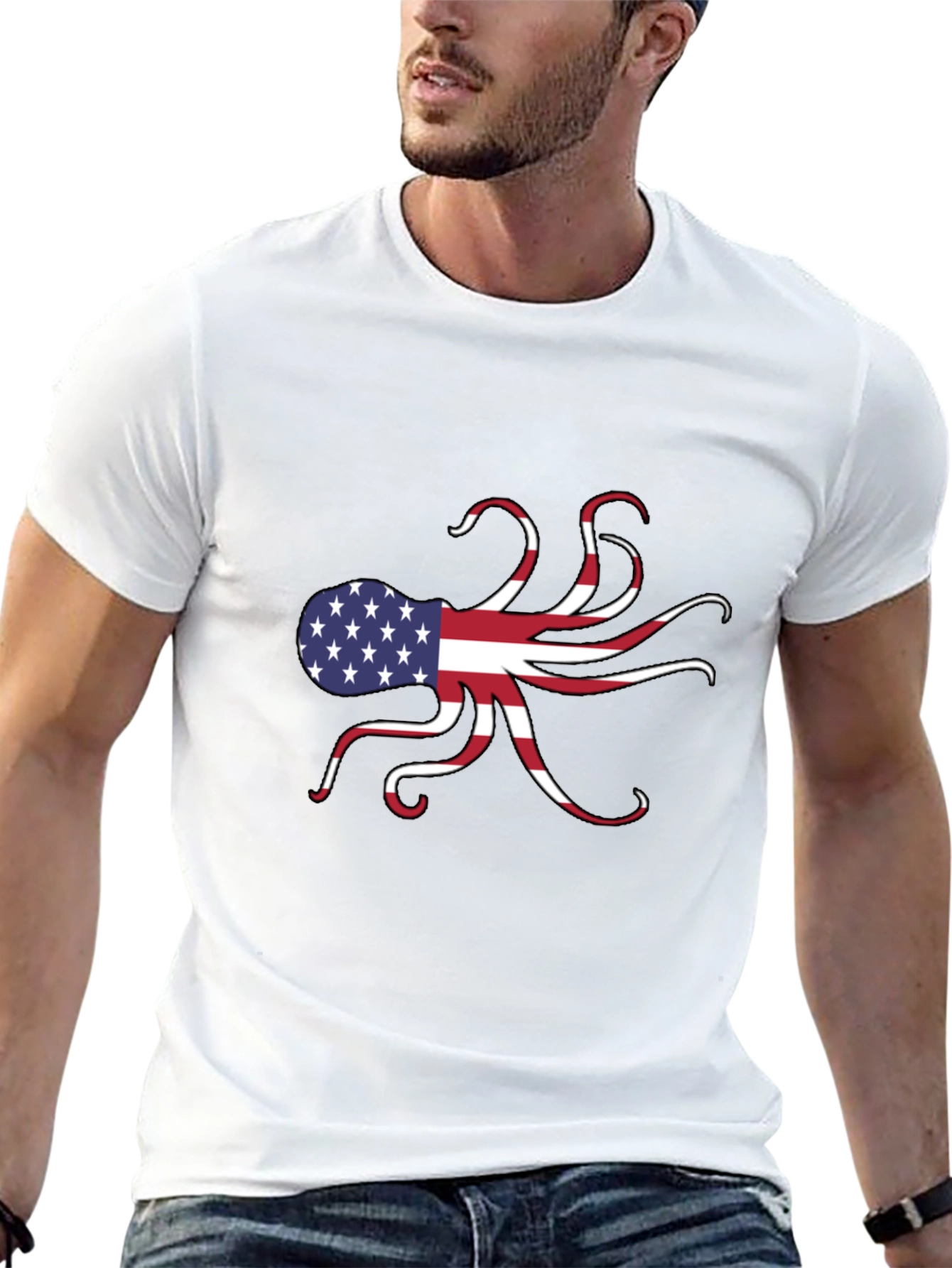 American Flag Octopus Graphic Tee