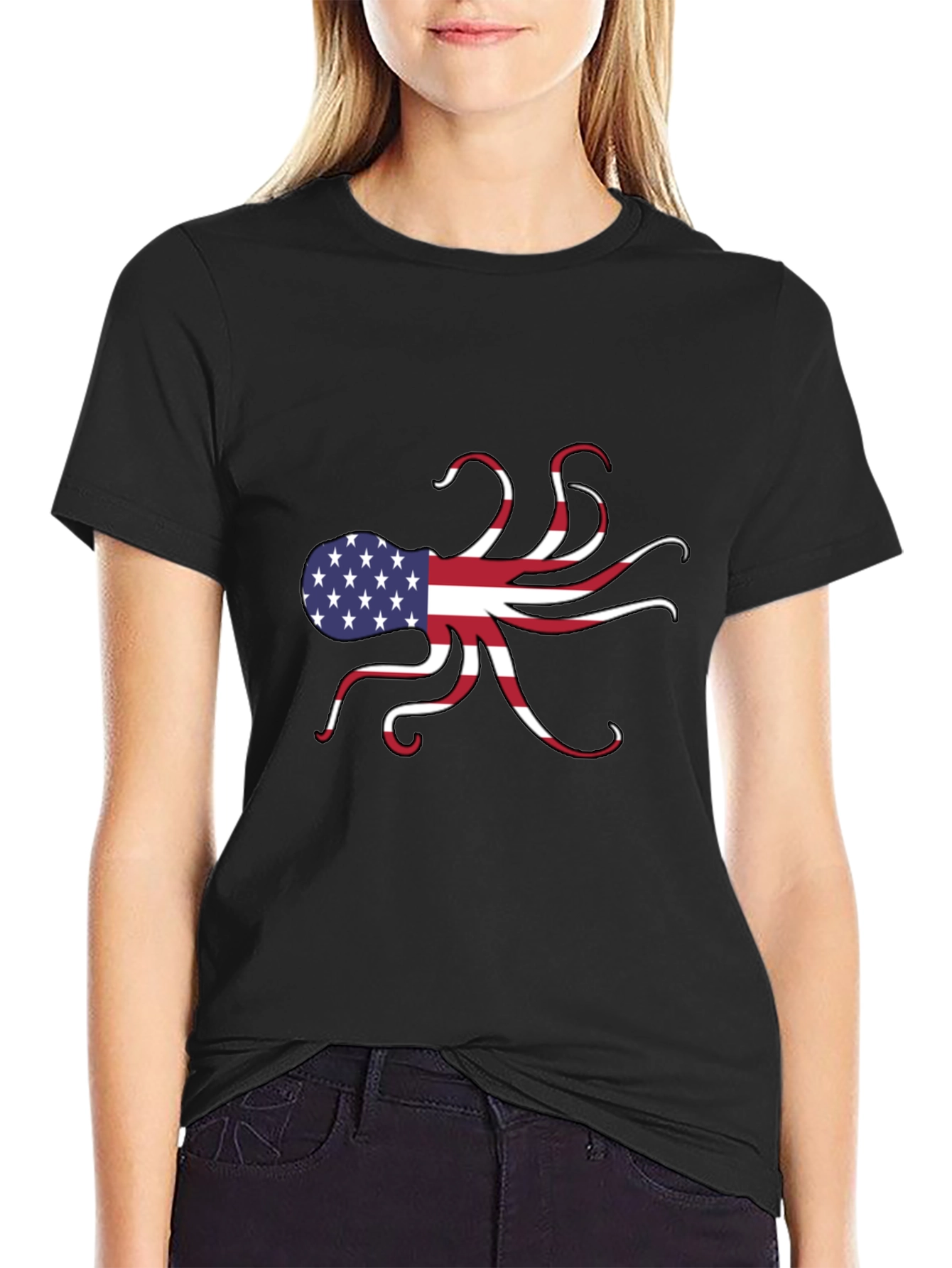 American Flag Octopus Graphic Tee