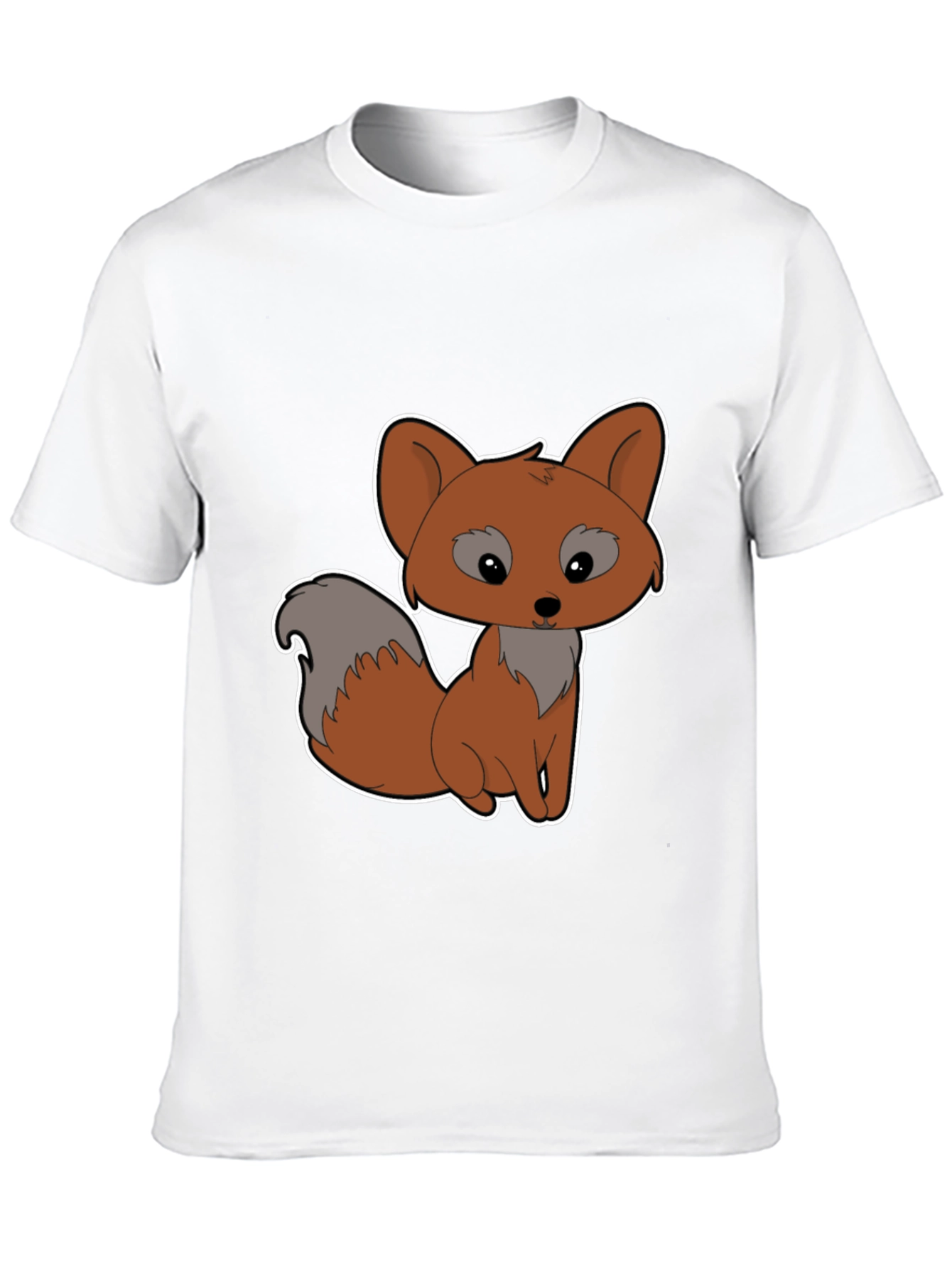 Cute Cartoon Fox Graphic Tee - Black Cotton Shirt