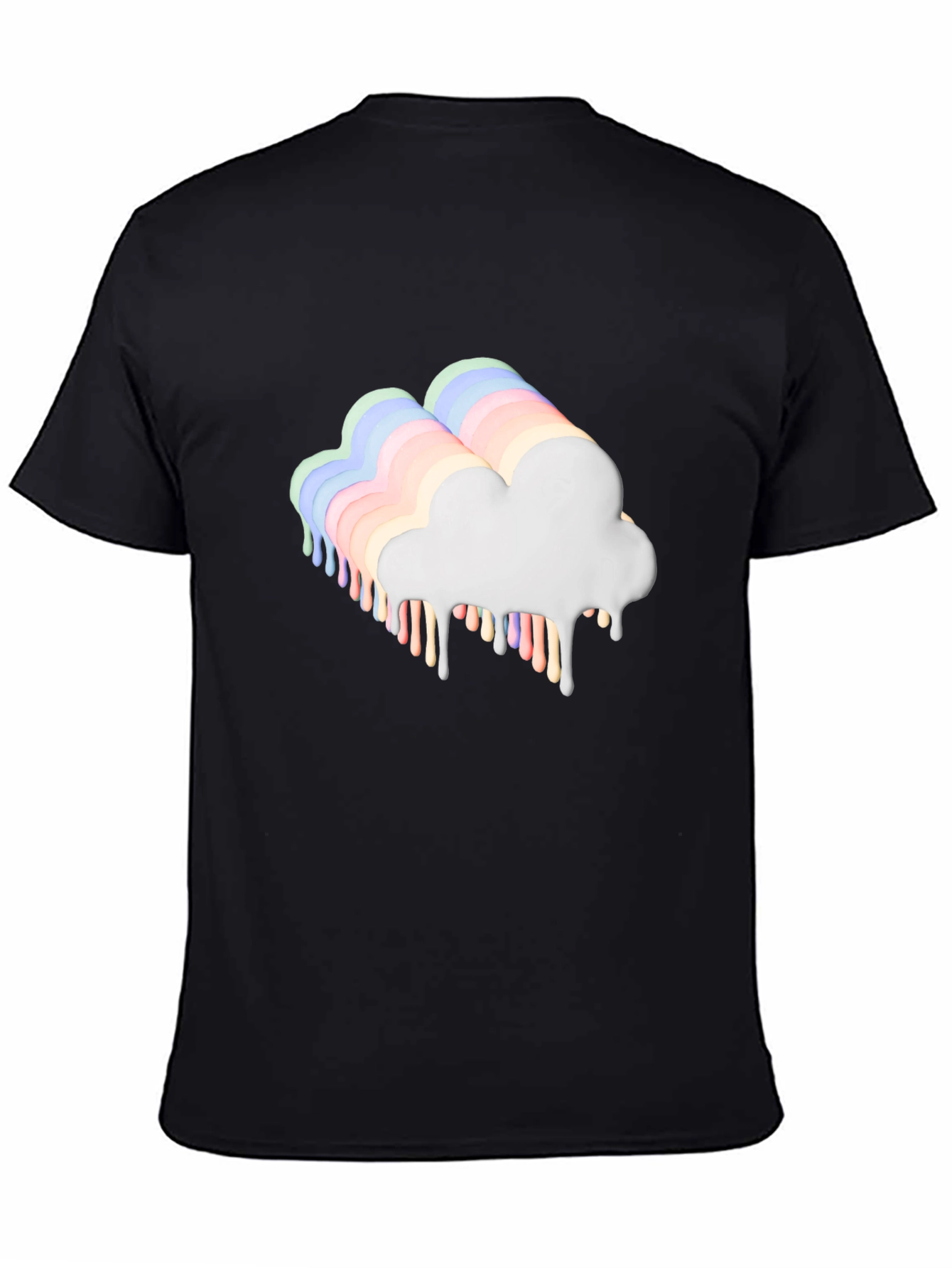 Dripping Rainbow Cloud Graphic Tee - Black