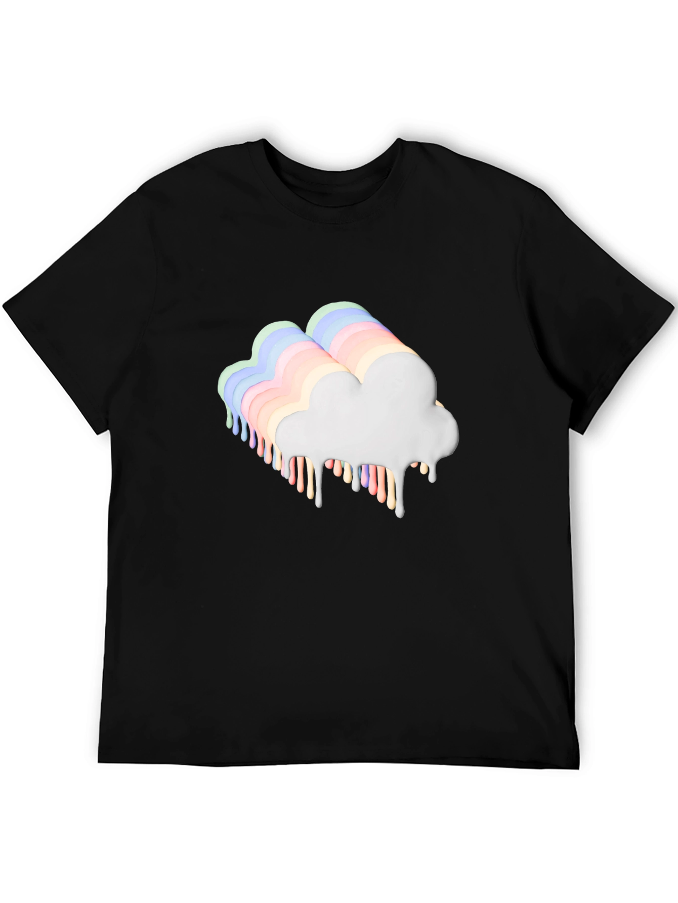 Dripping Rainbow Cloud Graphic Tee - Black