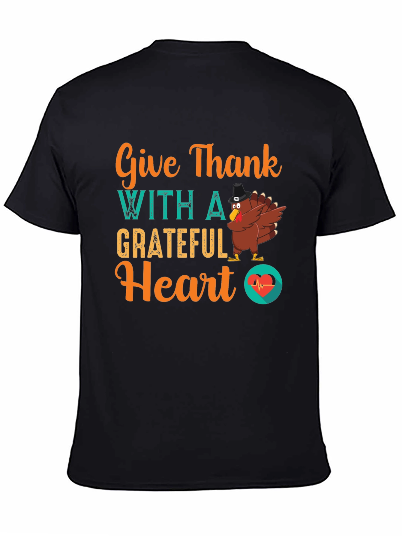 Give Thanks Grateful Heart Turkey Graphic Tee