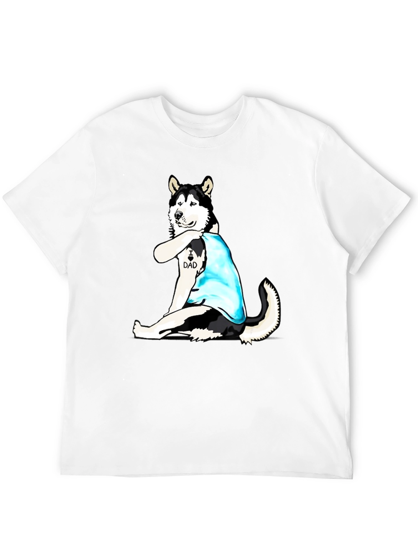 Husky Dad Tattoo Black T-Shirt